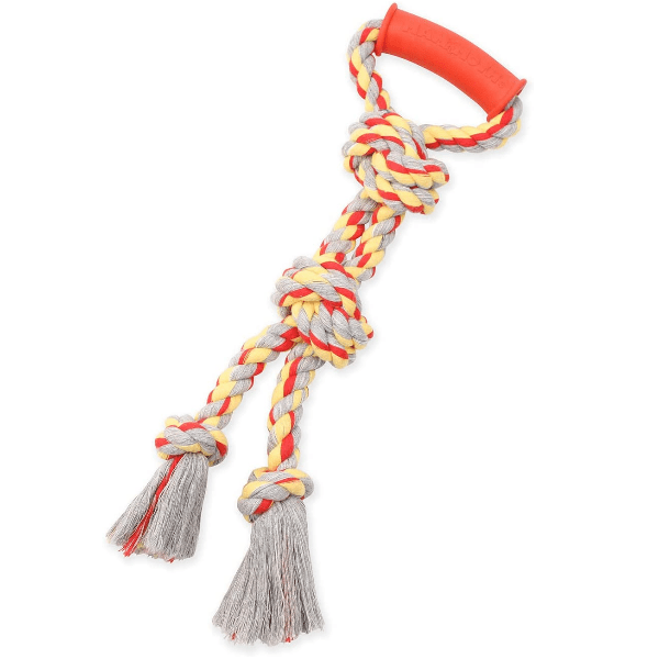 Durable Mammoth Flossy Chews Twin Tug Dog Toy for Large Breeds - Interactive Chew Toy for Aggressive Chewers, Perfect for Playtime & Training Sessions