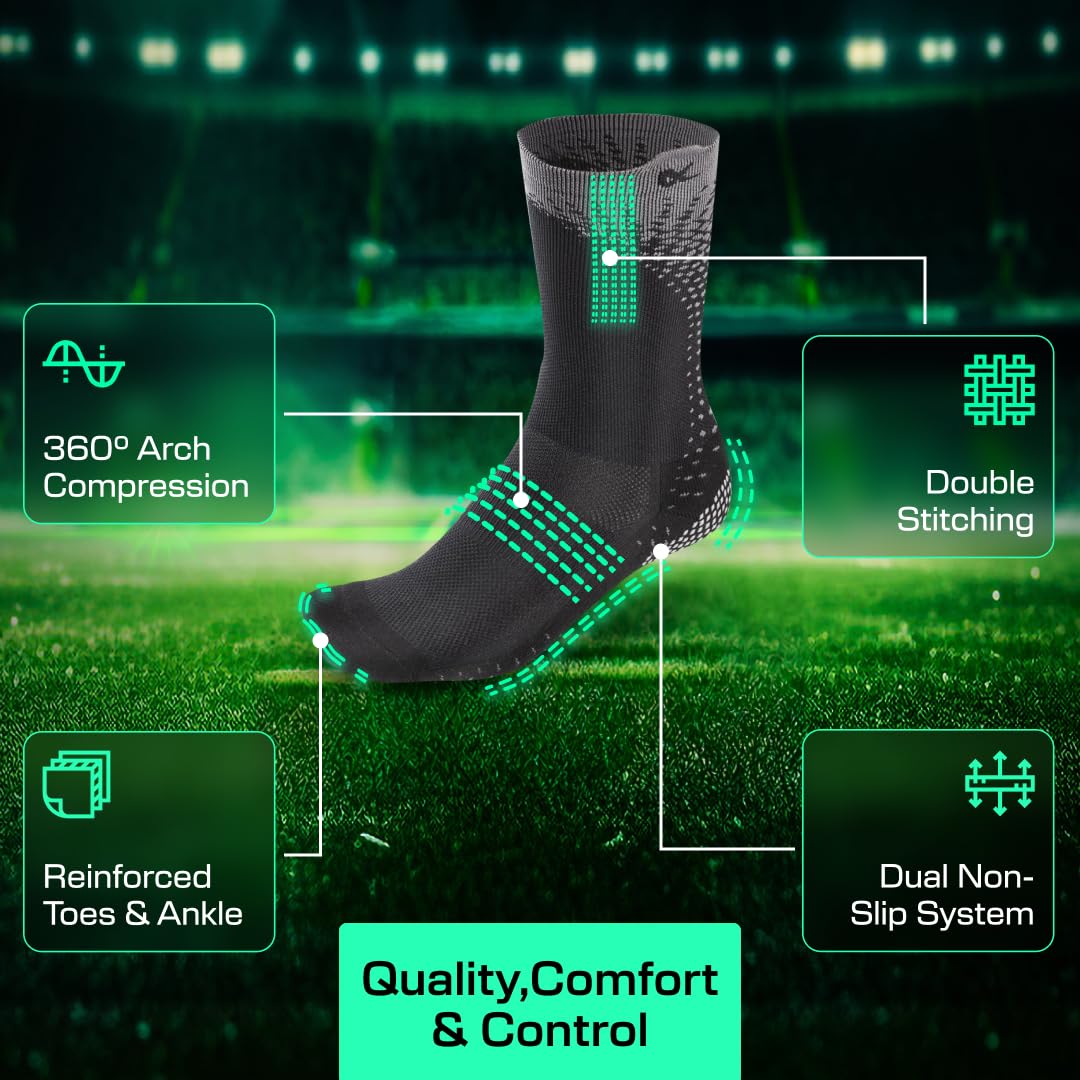LUX Sports ProCleat Performance Grip Socks with GripArray™ - Athletic Grip Socks for Men & Women - Ideal for Soccer, Basketball & Indoor Sports