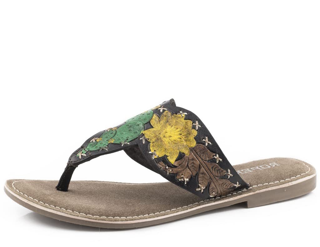Roper Women's Juliet Hand Tooled Thong Sandals - Comfortable Flip Flops for Beach, Pool, and Summer Outfits