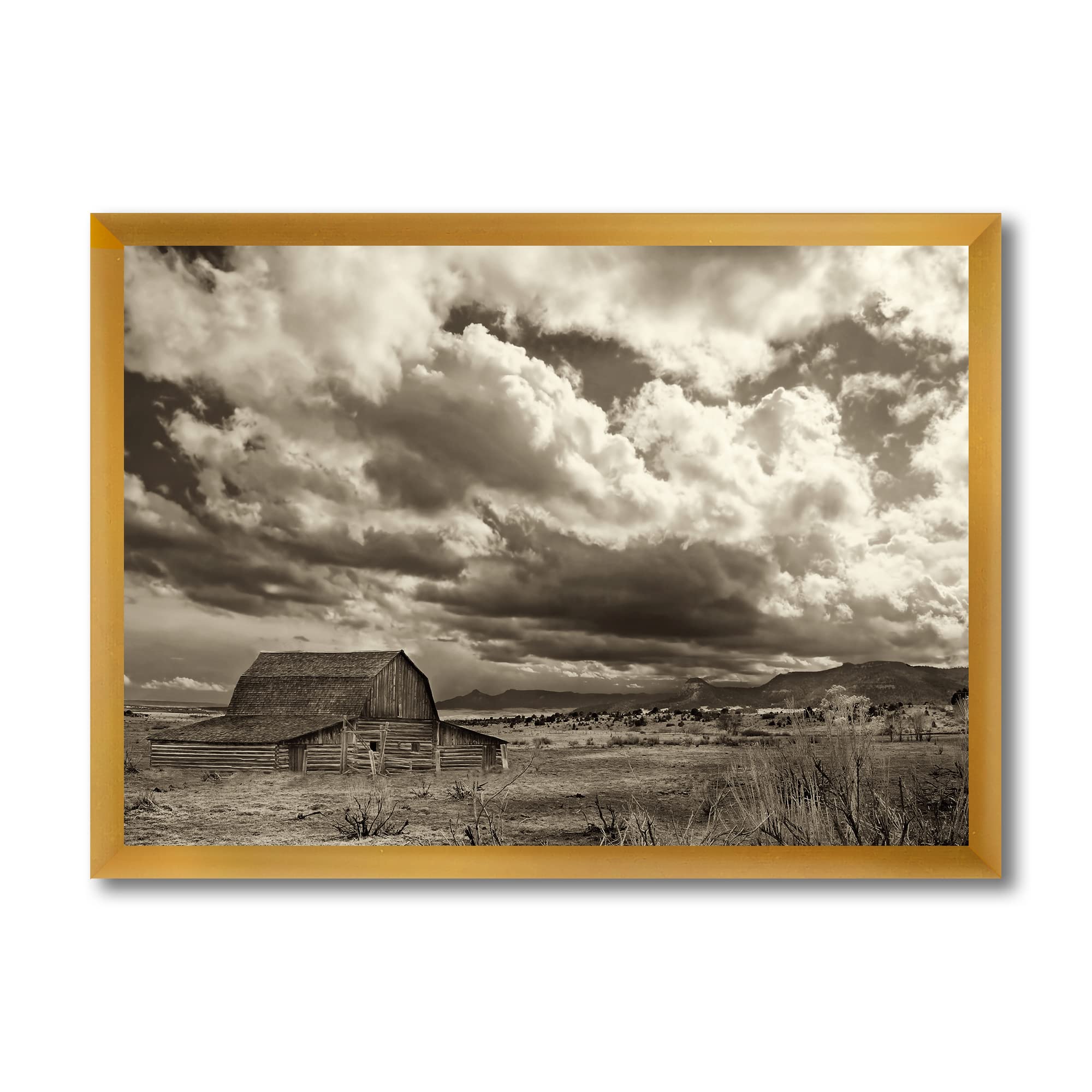 DesignQ After The Rain On The Prairie Traditional Framed Wall Art - Vintage Landscape Painting for Living Room, Bedroom & Office Decor