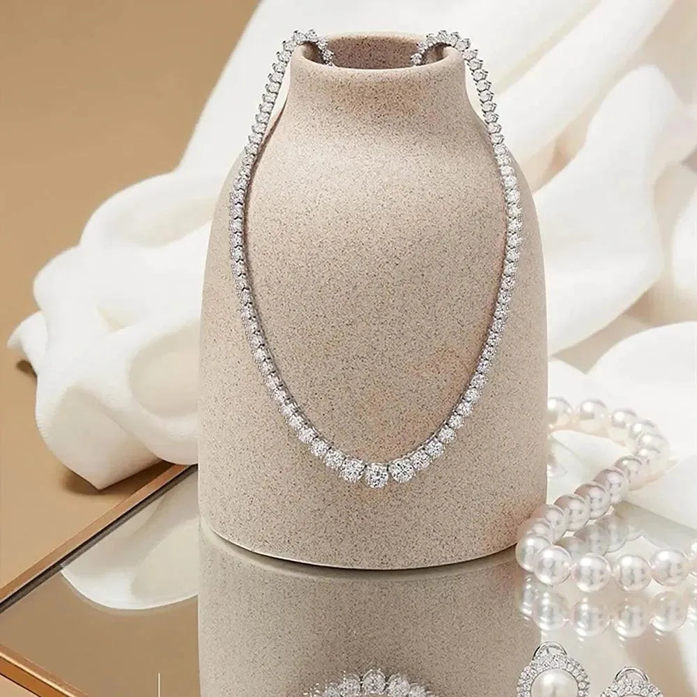 Moissanite Tennis Necklace for Women - 925 Silver Plated 18K Gold, 3.5mm Graduated Diamond Cut Stones with GRA Certificate | Elegant Jewelry Gift for Anniversary, Wedding & Special Occasions