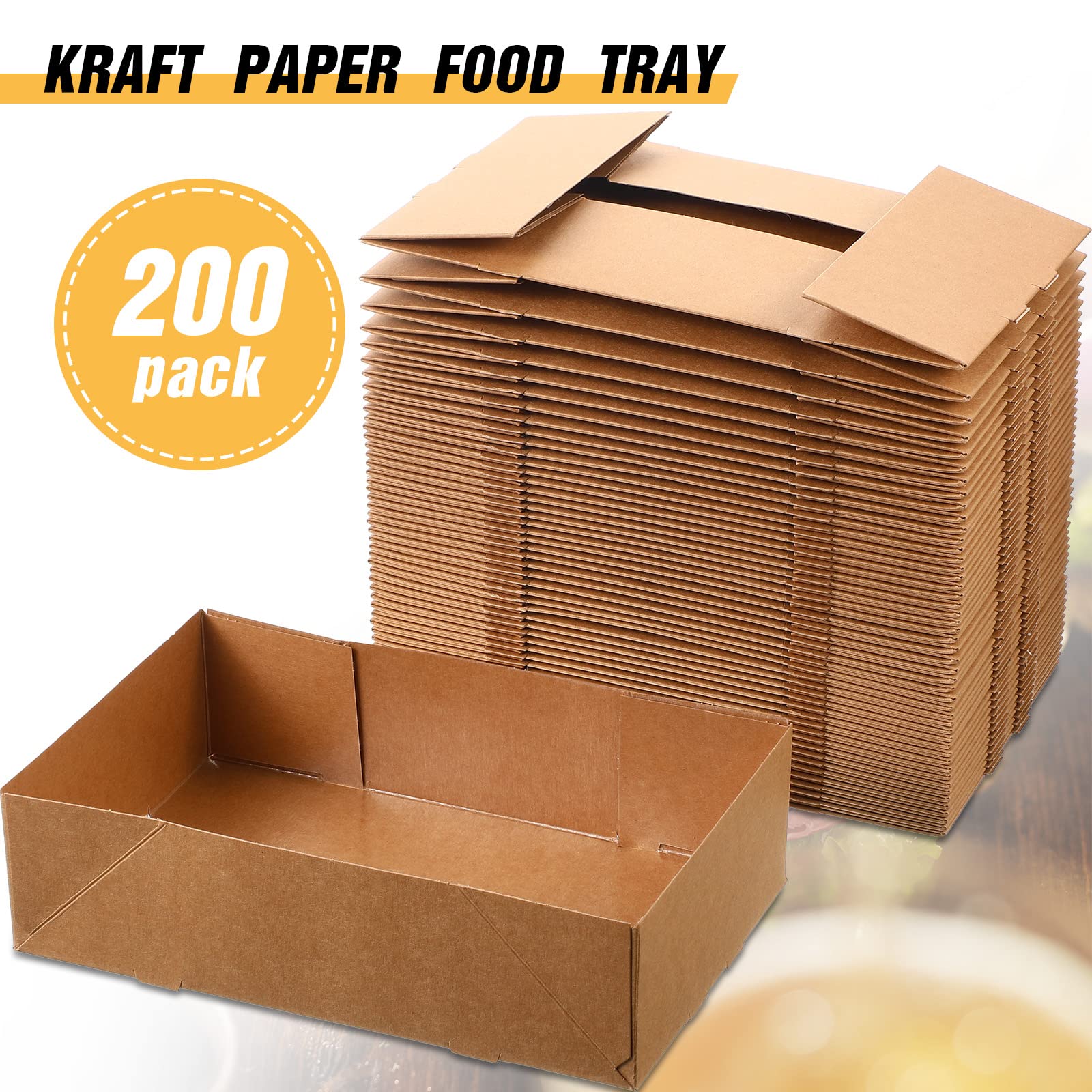 400 Pcs Disposable Kraft Food Trays - 4 Corner Pop Up Snack Containers for Movie Nights, Parties & Events - Foldable Cardboard Drink Holders for Theaters, Stadiums & Home Use - Eco-Friendly Snack Serving Solution