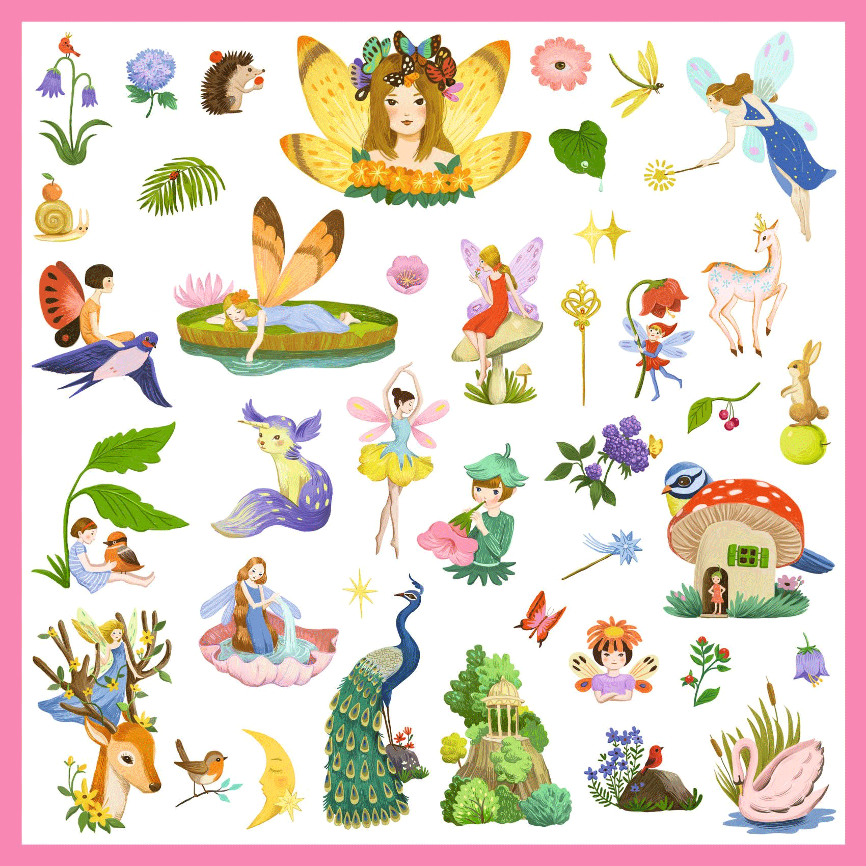 Djeco Fantasy Metallic Stickers - Premium Shiny Decorative Stickers for Scrapbooking, Journals, DIY Crafts & Gift Wrapping