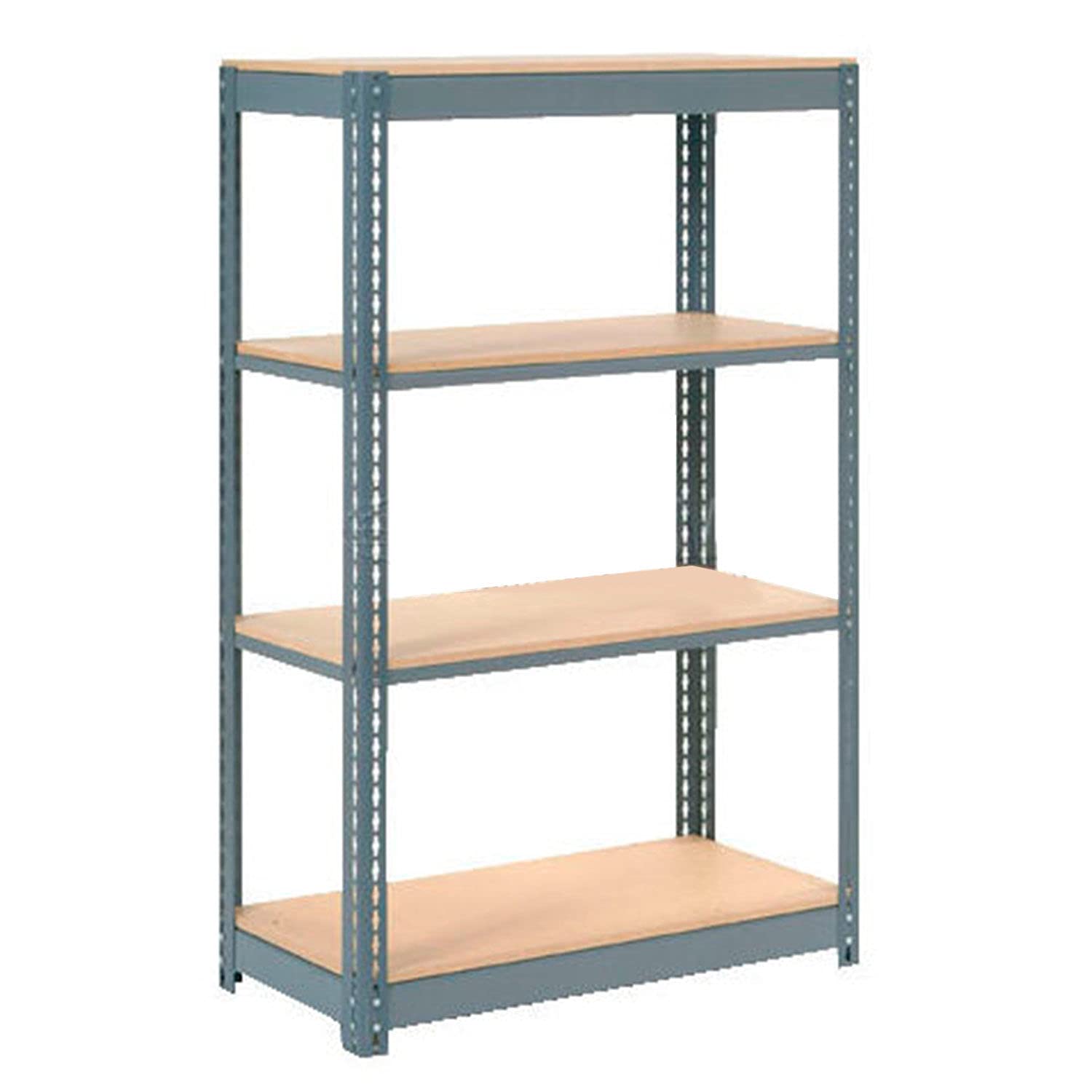 Heavy Duty Boltless Shelving Unit 36x18x60 Inches - 4-Tier Industrial Storage Rack with Wooden Shelves for Garage, Warehouse & Home Organization