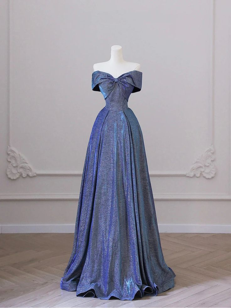 Sparkling Blue Off-The-Shoulder A-Line Prom Dress J4388 - Elegant Evening Gown for Homecoming, Formal Dances & Special Occasions