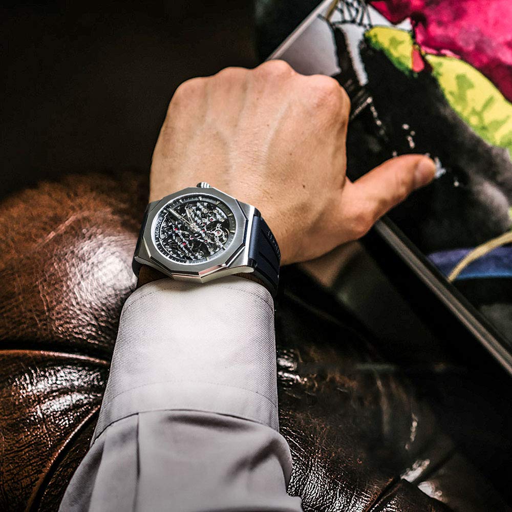 AGELOCER Men's Skeleton Automatic Diver Watch with Luminous Hands & Power Reserve - 6001A1 - Perfect for Scuba Diving, Water Sports & Everyday Wear