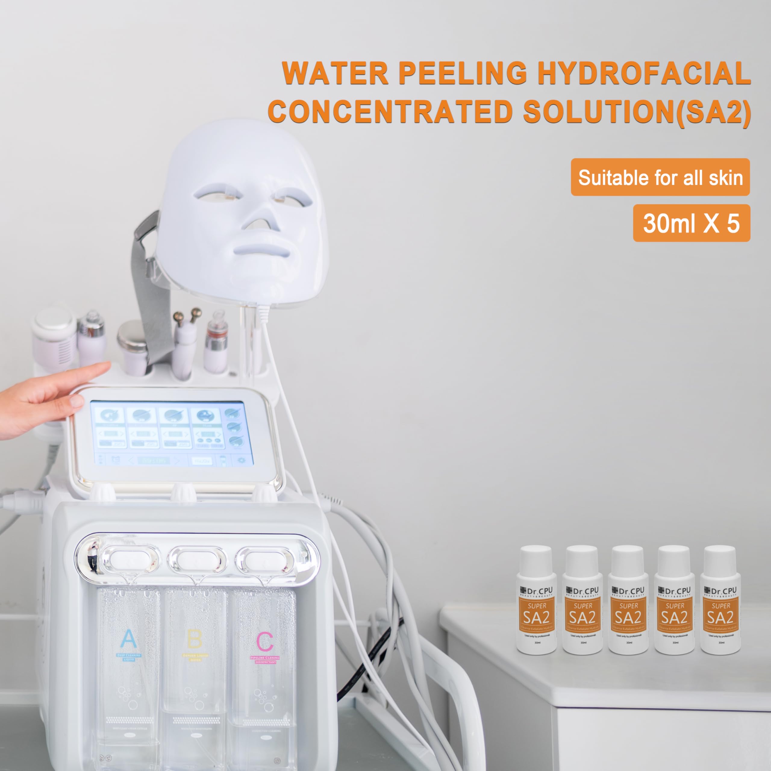 **Hydrofacial Water Peeling Solution - 30ml Concentrated Skin Serum for Deep Cleansing & Moisturizing (5 Bottles Set, Dilutes to 800ml) - Perfect for At-Home Spa & Professional Skincare Treatments**