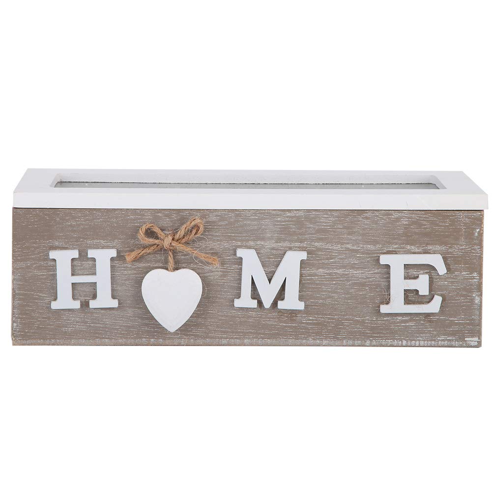 BORDSTRACT Wooden Storage Box with 3 Compartments - Tea Bag Organizer, Jewelry Box, Desktop Container for Office & Home Organization - Perfect for Storing Tea, Jewelry, Office Supplies & Small Items