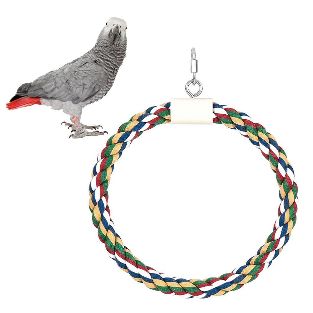 Balacoo Parrot Toys - Bird Cage Climbing & Biting Toys for Conures, Parakeets, Long Tail Birds - Cotton Rope Swing & Bungee Cord Accessories - Perfect for Playtime & Exercise in Bird Cages