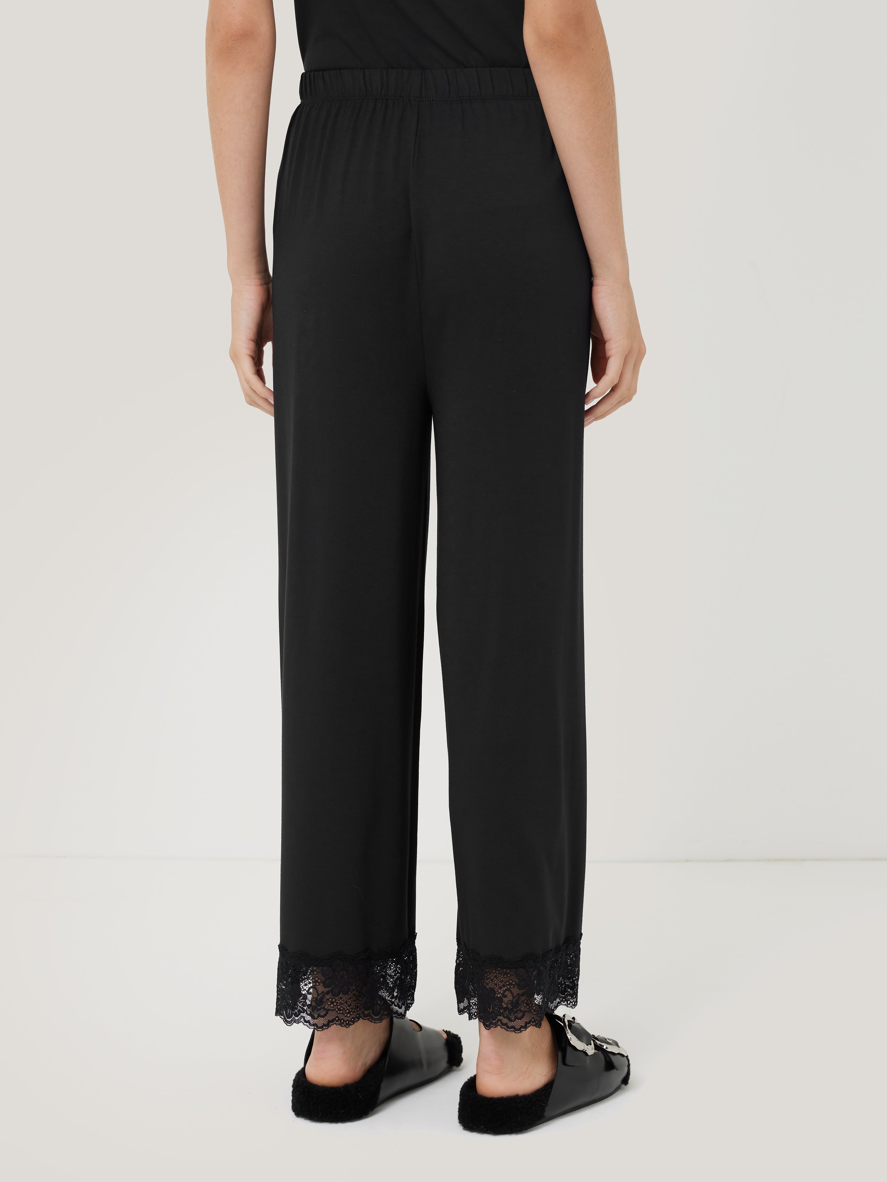 Modal Lace Pajama Pants for Women - Soft Comfortable Sleepwear Lounge Pants | Black | Perfect for Nightwear, Relaxing at Home & Gift Giving