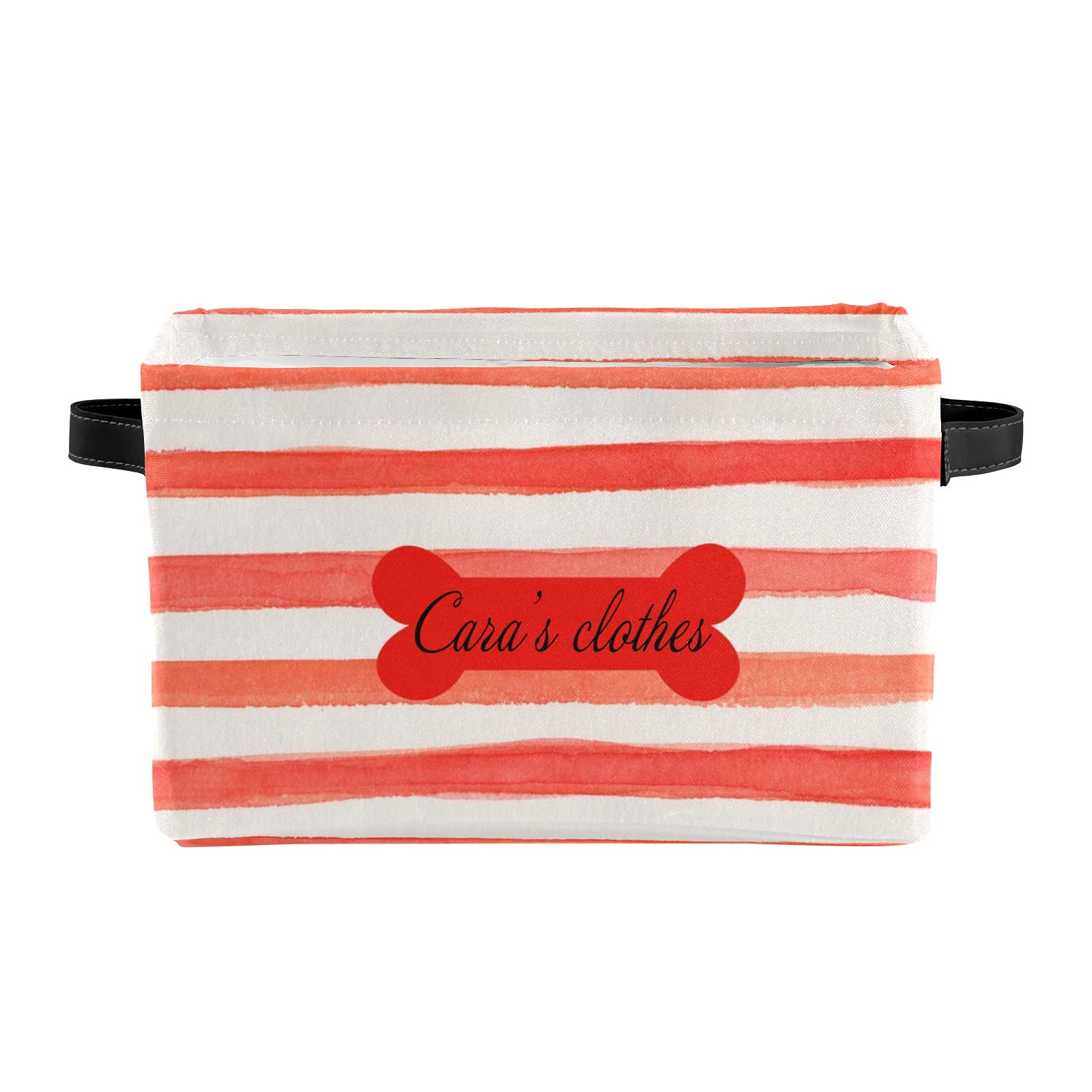 Joyestore Striped Watercolor Red Personalized Storage Bins & Baskets - 4 Pack Organizer Cubes with Handles for Shelves, Closet, Nursery, Toy Storage - Perfect for Home Organization & Kids Room Decor