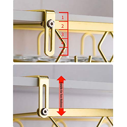 Under Cabinet Wine Glass Holder - Gold Stainless Steel Rack for Kitchen & Bar Organization - Perfect for Storing Stemware in Small Spaces & Home Decor