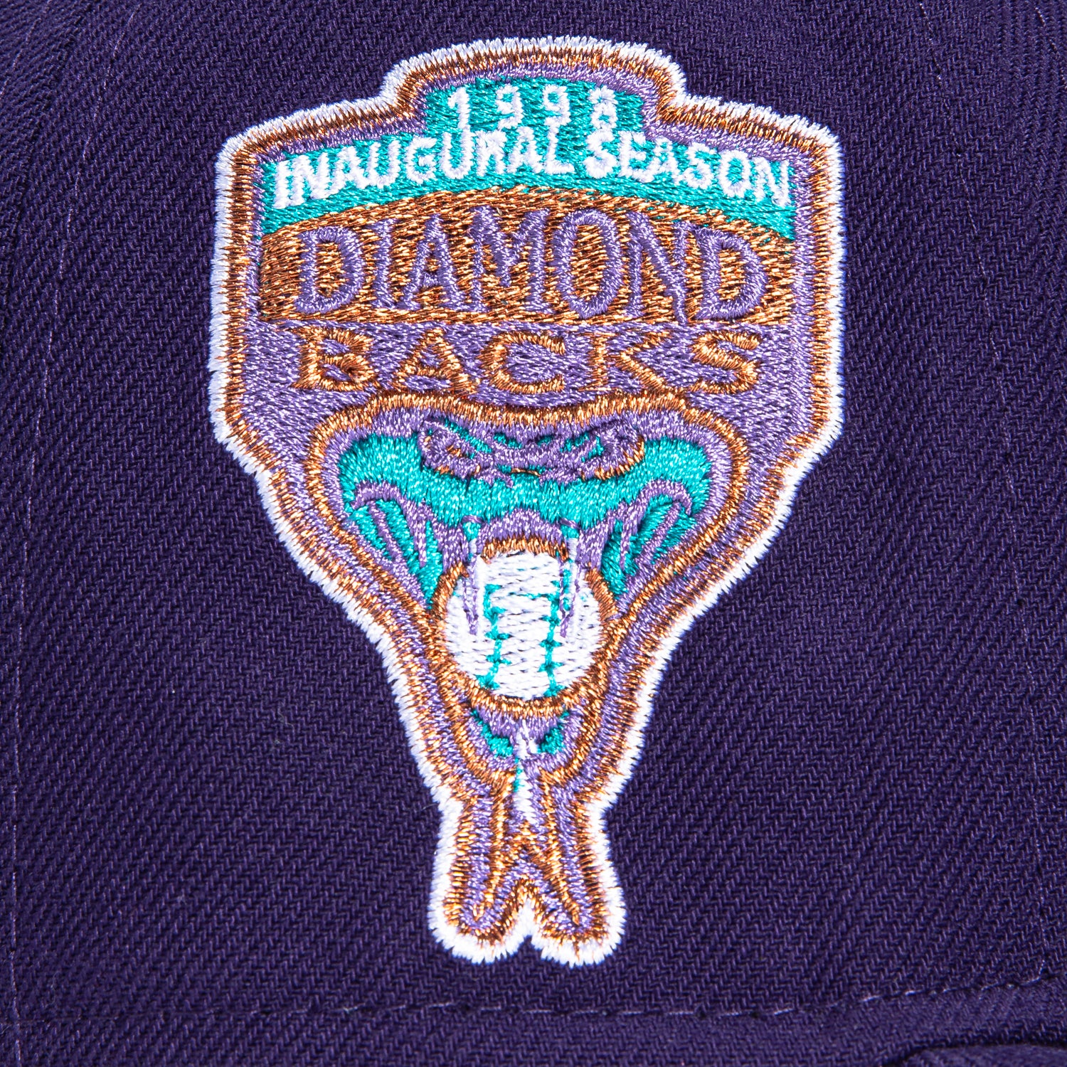 New Era 59Fifty Arizona Diamondbacks MLB Baseball Cap with Inaugural Patch - Purple & Teal Snapback Hat for Fans & Streetwear Fashion