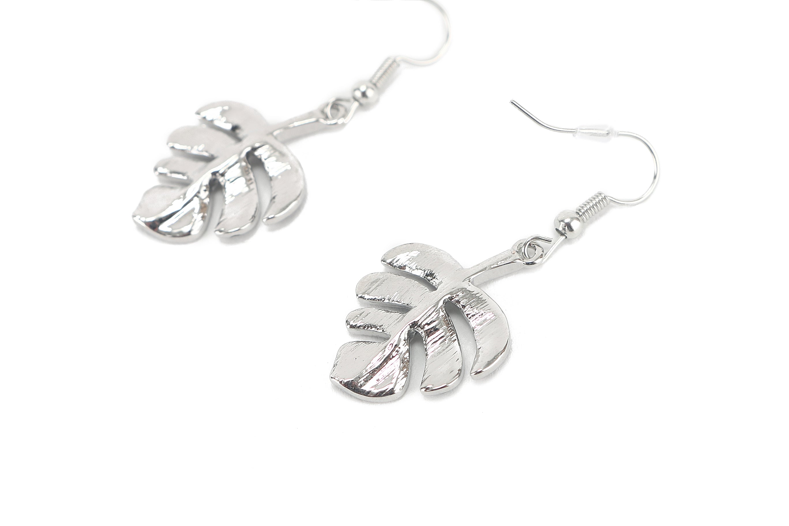 Makamae Monstera Silver Earrings for Women - Handmade Jewelry, Unique Leaf Design - Perfect for Parties, Weddings & Everyday Wear