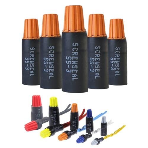 Waterproof Wire Connectors SS3 Orange 30pcs AWG 22-14 - Safe Electrical Connectors for Outdoor Landscape Lighting | Weatherproof Splice Terminals for Garden Lights, Patio Wiring & Marine Applications