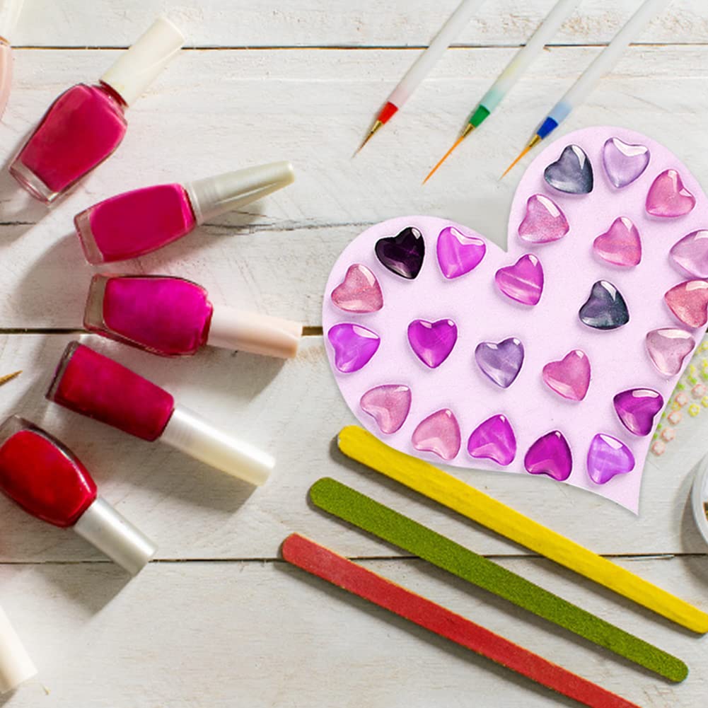 100PCS Heart-Shaped Flat Back Fake Nail Display Cards - Professional Nail Color Chart for Nail Art Practice, Salon & DIY Manicure - Nail Tips Sticks Color Guide for Beginners & Professionals