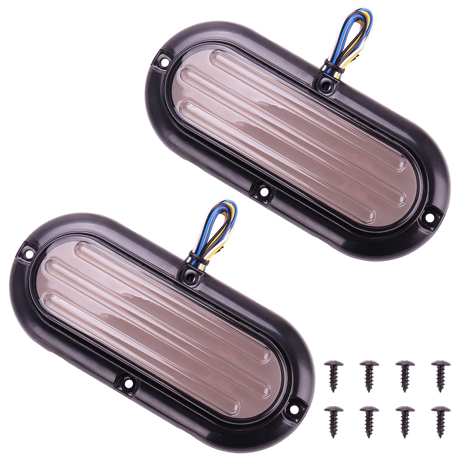 Kinstecks 2PCS LED Trailer Tail Lights with Flowing Turn Signals, Daytime Running Lights & Strobe Function - Amber/White for Trucks, RVs, Pickups, SUVs & Vans - Enhance Safety & Visibility on Highways & Night Driving