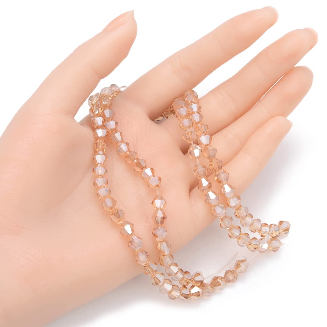 6mm Czech Faceted Bicone Crystal Glass Loose Beads - 10 Strands (430-460pcs) Golden Shadow Spacer Beads for DIY Jewelry Making, Bracelets, Necklaces & Craft Projects - Bulk Wholesale Beads