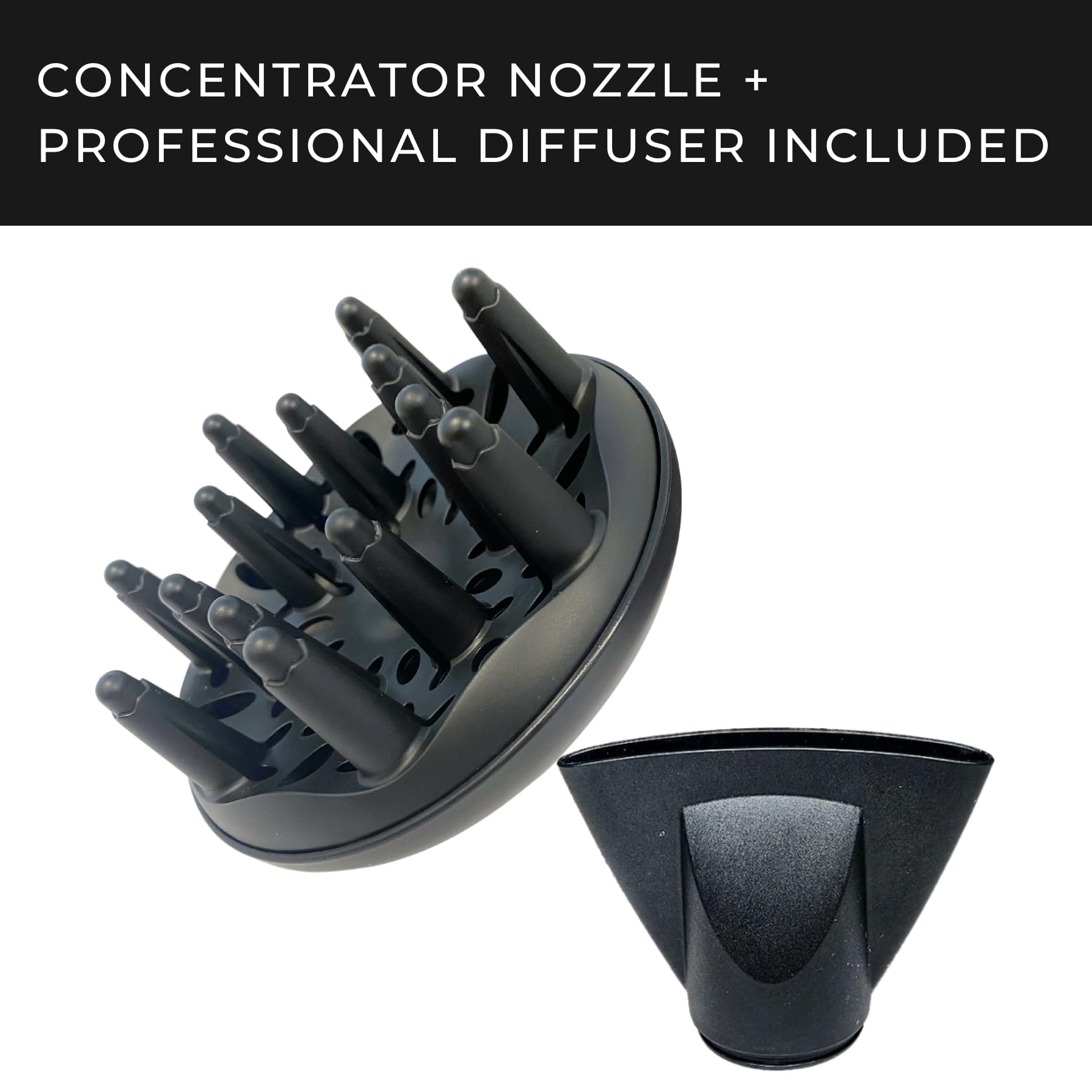 RUSK PRO Speed Titanium Hair Dryer - Ionic Technology for Frizz-Free Hair | 6 Heat & Speed Settings with AC Motor | Includes Diffuser & Concentrator for Salon-Quality Styling | Perfect for Home Use, Travel & Professional Salons