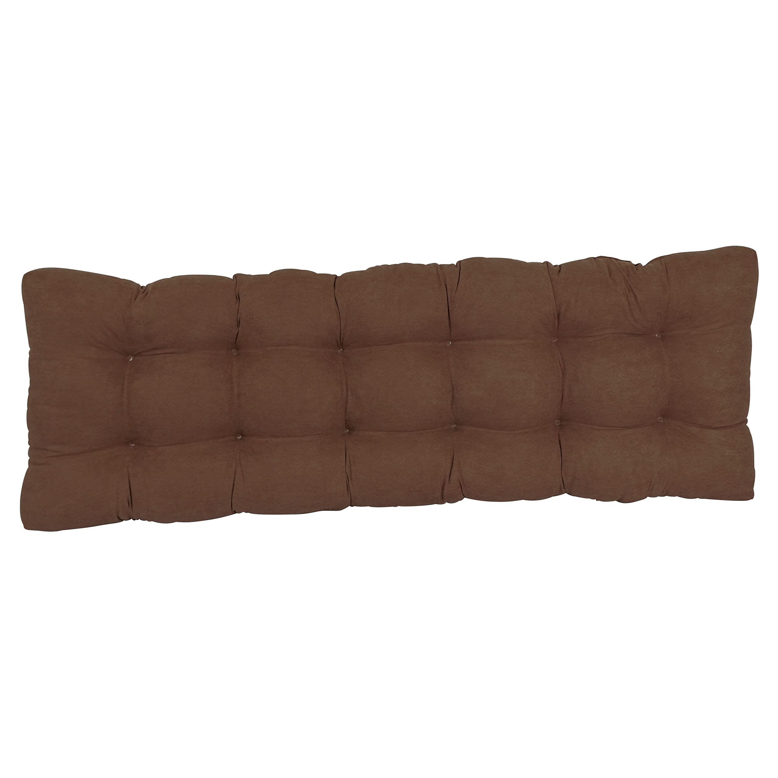 Blazing Needles Microsuede Tufted Bench Cushion 60x19 Inches - Soft Chocolate Brown Upholstery Foam Seat Pad for Entryway, Bedroom, or Living Room Furniture