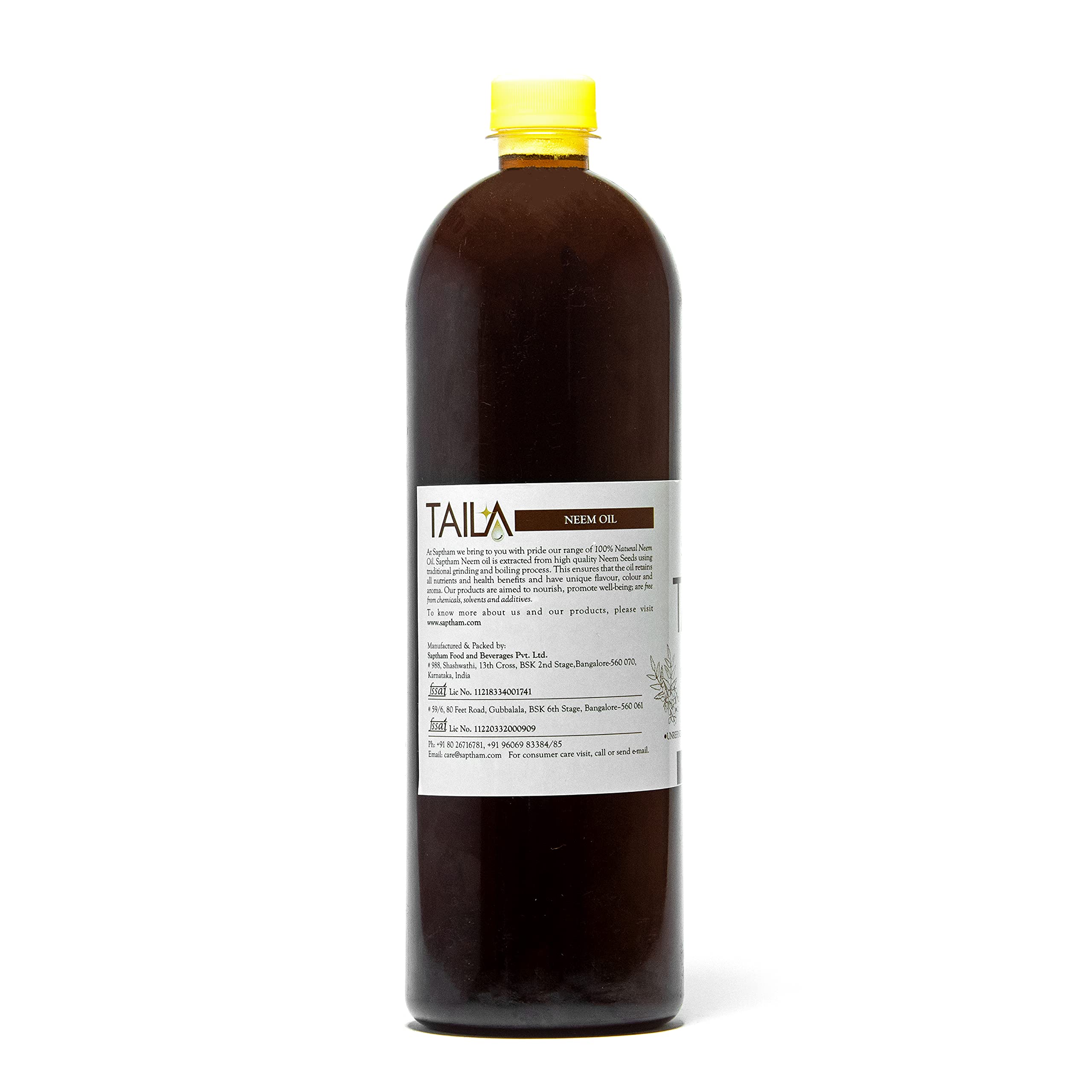 100% Pure Cold Pressed Neem Oil (1 Liter) - Unrefined Natural Neem Oil for Skin & Hair Care | Paraben-Free, Hexane-Free, No Mineral Oil or Preservatives | Organic Body Massage Oil & Natural Disinfectant | Perfect for Acne Treatment, Hair Growth & Home Remedies