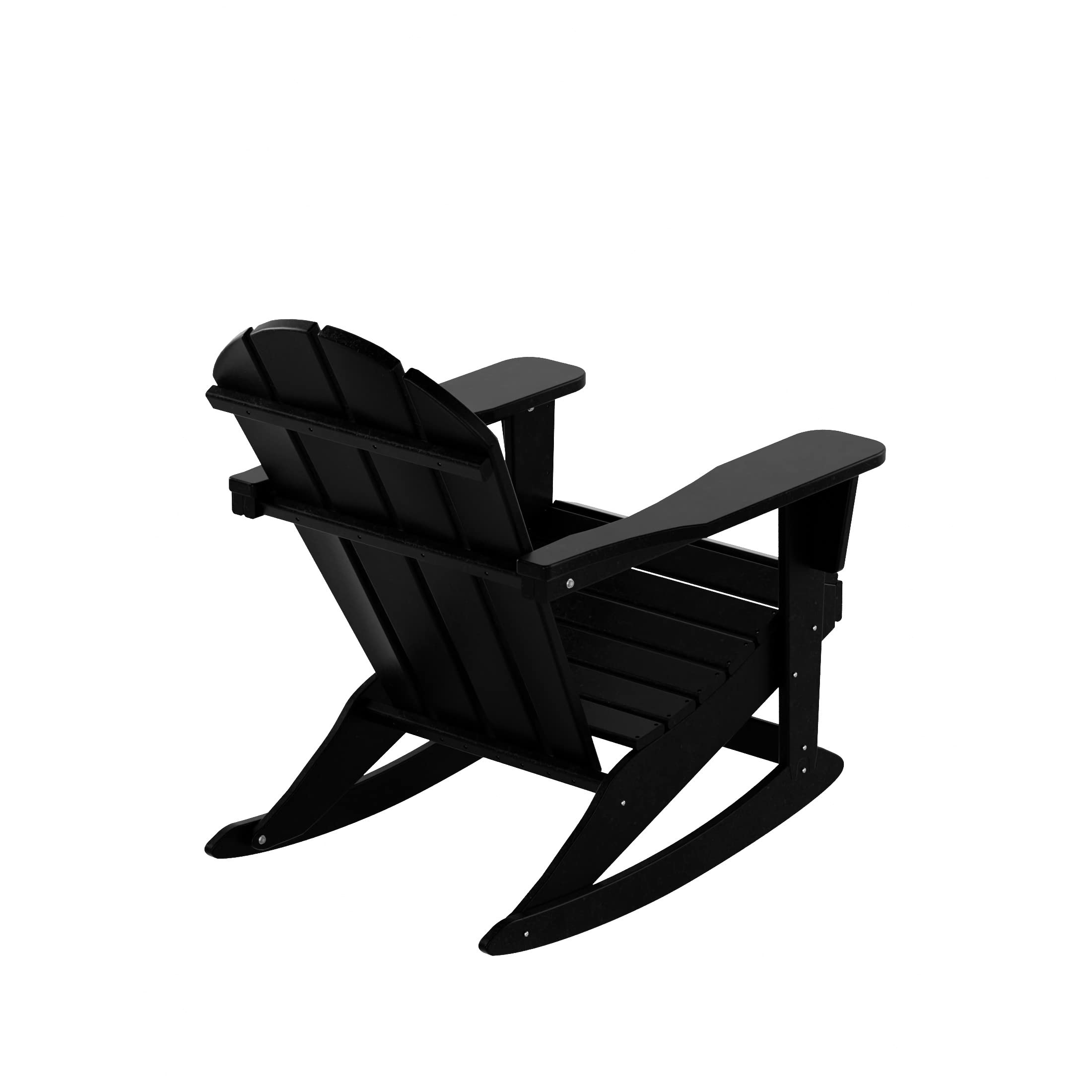 WO Home Furniture 3-Piece Patio Rocking Chair Set - Classic Outdoor Adirondack Rocker Chairs with Matching Table (Black) - Perfect for Backyard, Garden, Porch & Poolside Relaxation