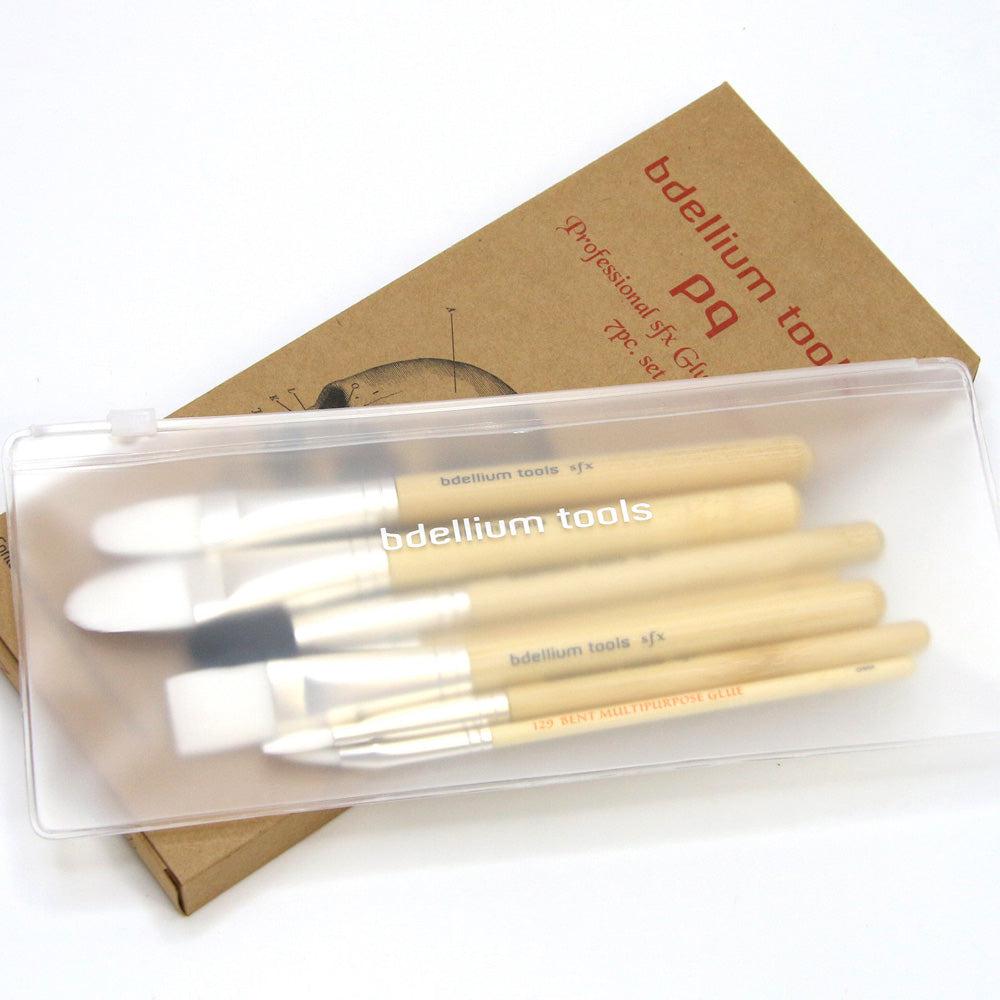 Bdellium Tools SFX Glue Brush Set - 7 Piece Professional Makeup Brush Kit for Special Effects, Halloween & Cosplay - Perfect for FX Artists, Theater & Film Makeup Application