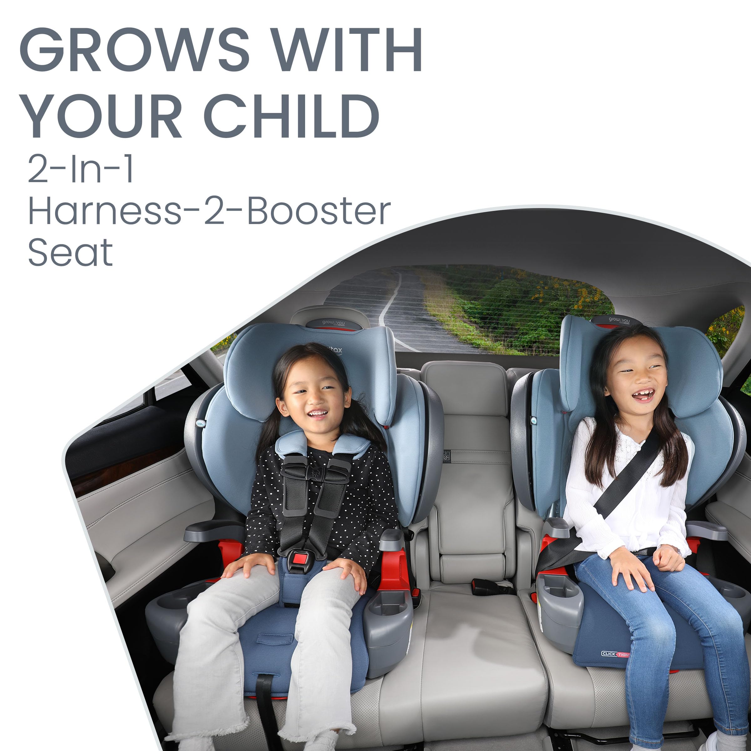 Britax Grow with You ClickTight Plus Harness-2-Booster Car Seat - 2-in-1 Convertible High Back Booster with SafeWash Removable Cover - Blue Ombre - Perfect for Toddlers & Kids Travel Safety