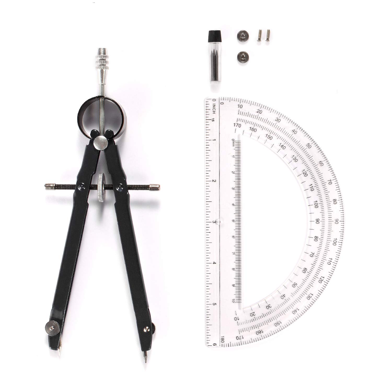 Precision Metal Compass Set for Geometry, Drafting & Drawing - School & Office Use