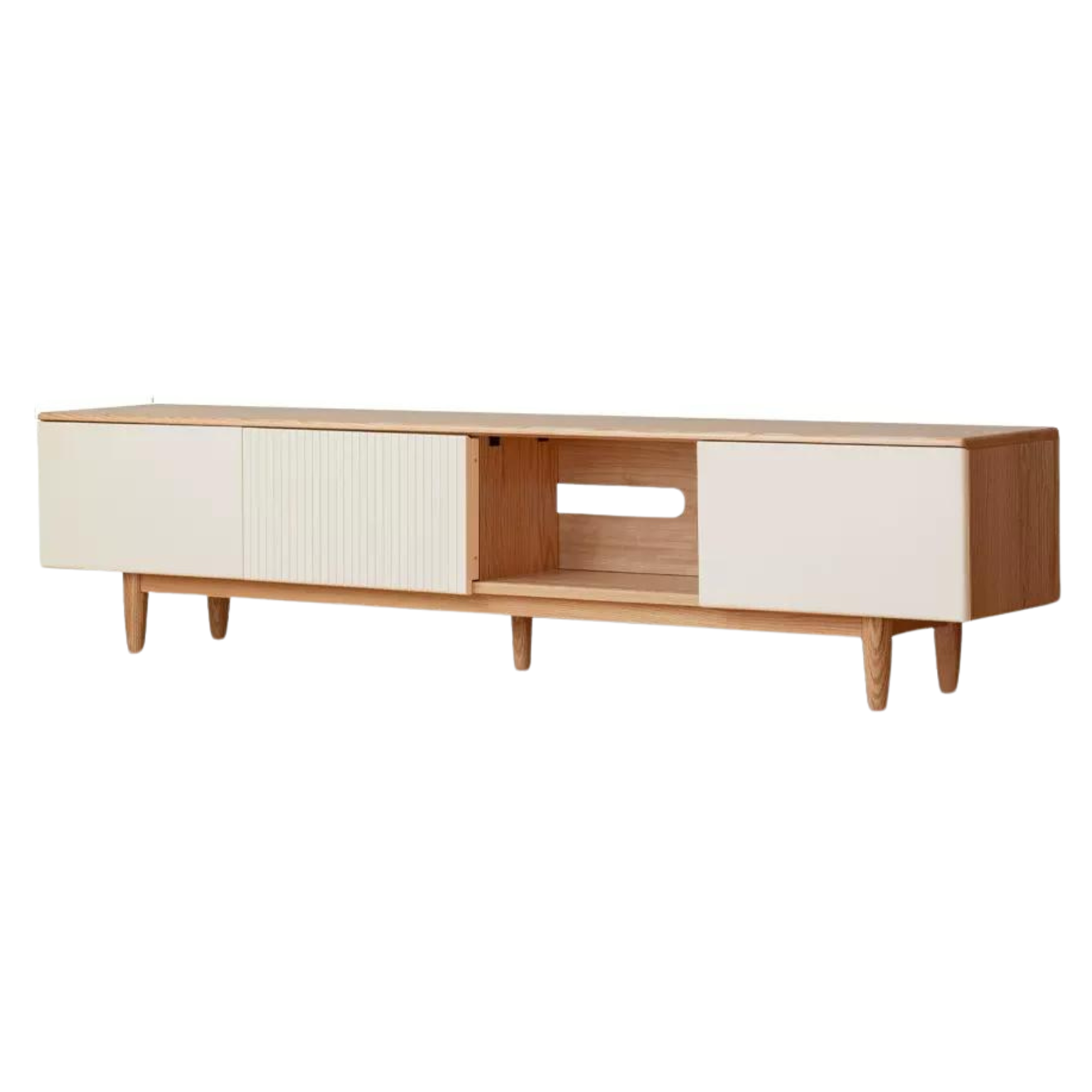 Modern Oak Solid Wood TV Stand with Storage - Stylish Entertainment Center for Living Room, Bedroom & Home Theater