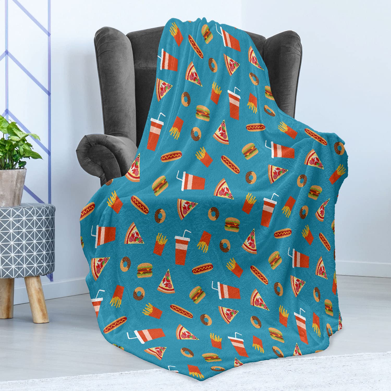 Ambesonne Food Themed Fleece Throw Blanket 50