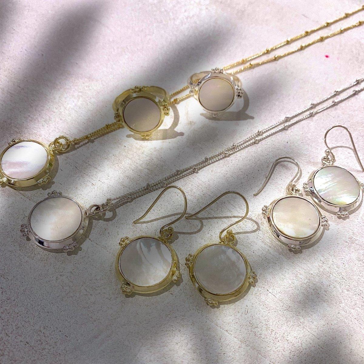 Enchanted Gold Mother of Pearl Necklace - 18K Gold Vermeil Pendant for Women - Perfect for Weddings, Parties & Special Occasions