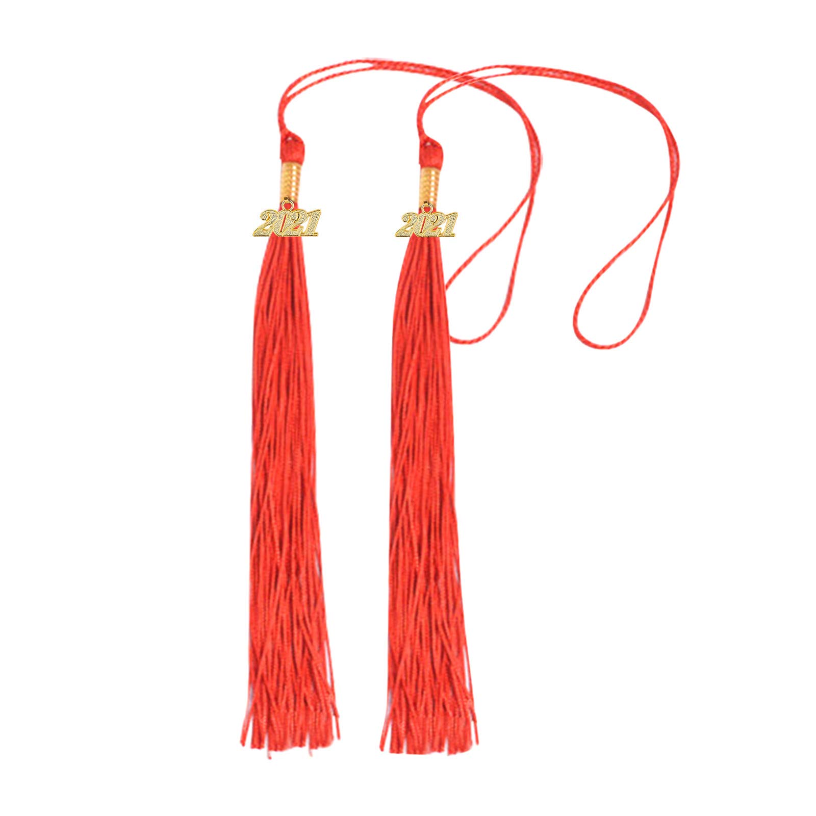 2021 Graduation Tassel with Gold Date Charm - Solid Color Cap Tassel with 2021 Year Pendant - Perfect Graduation Ceremony Accessory for High School & College Graduates - Commencement, Photo Shoots & Keepsake Gift