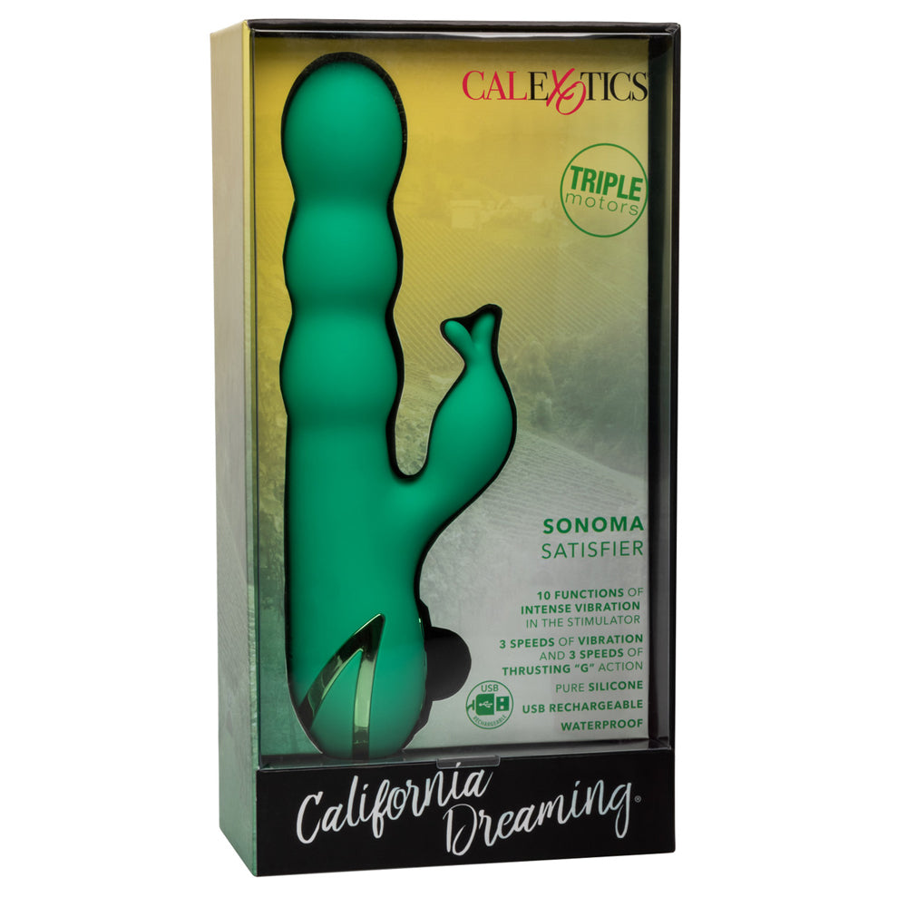 California Dreaming Sonoma Satisfier Thrusting Rabbit Vibrator - Powerful Dual Stimulation G-Spot & Clitoral Massager for Women - Perfect for Solo Play & Couples Intimacy