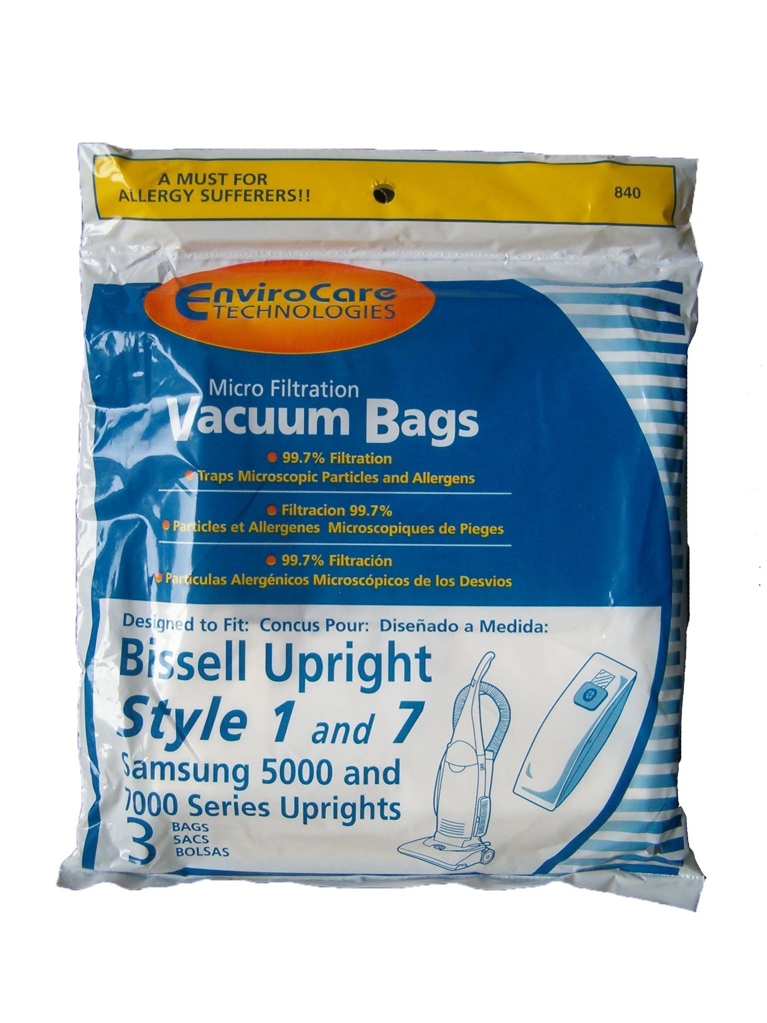 Bissell Style Micro Lined Vacuum Bags (Pack of 9) - Compatible with Samsung PowerForce, PowerGlide, Plus, Lift Off & Upright Models 5000/7000 Series (VP-U100F, VP-U100, 30861, 3086, 32120, 32071) - Perfect for Home Cleaning & Pet Hair Removal