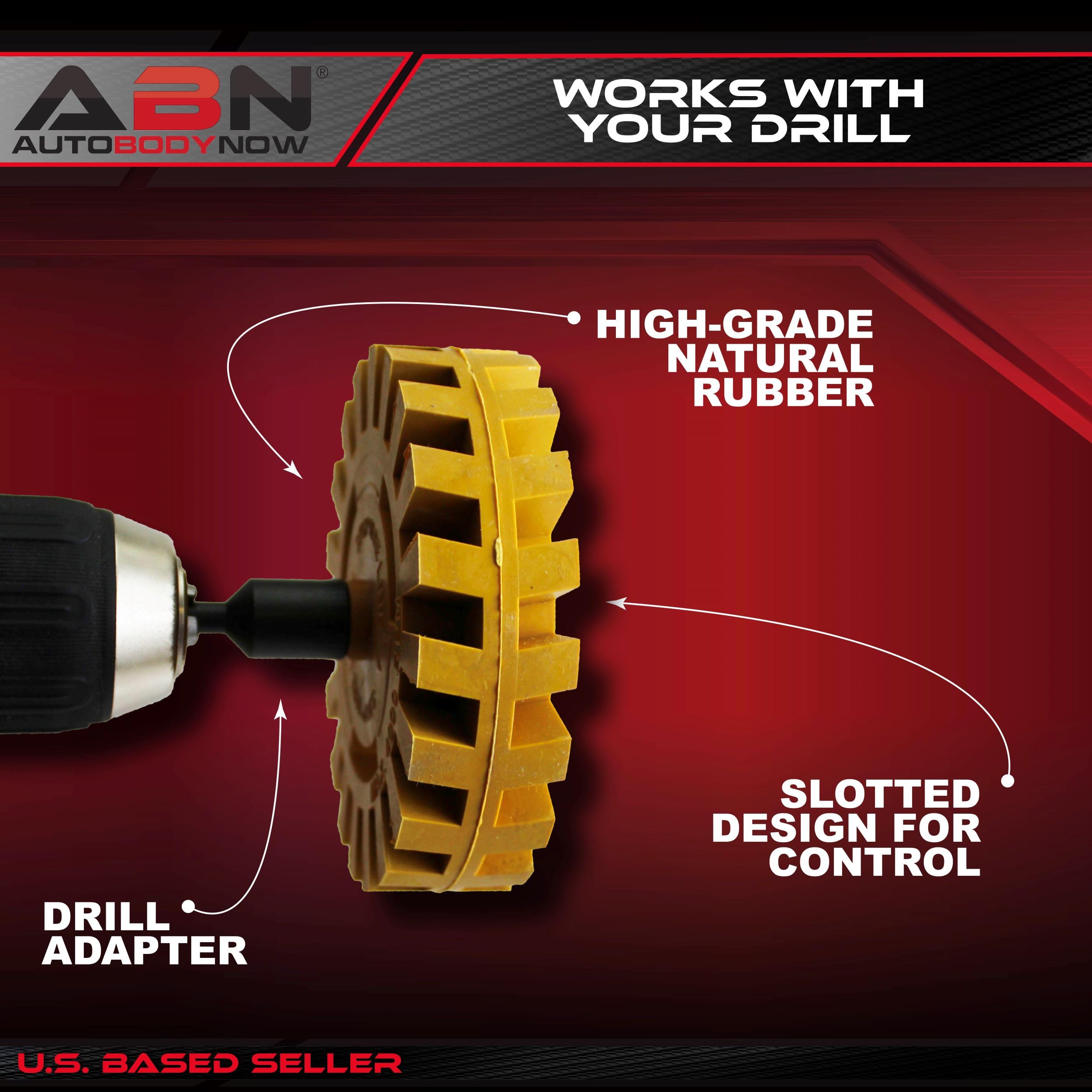 ABN Rubber Eraser Wheel with Drill Adapter - Double Sided Adhesive Vinyl Decal Remover for Graphics & Pinstripes - 1-Pack - Perfect for Auto Detailing, Sign Removal & DIY Projects