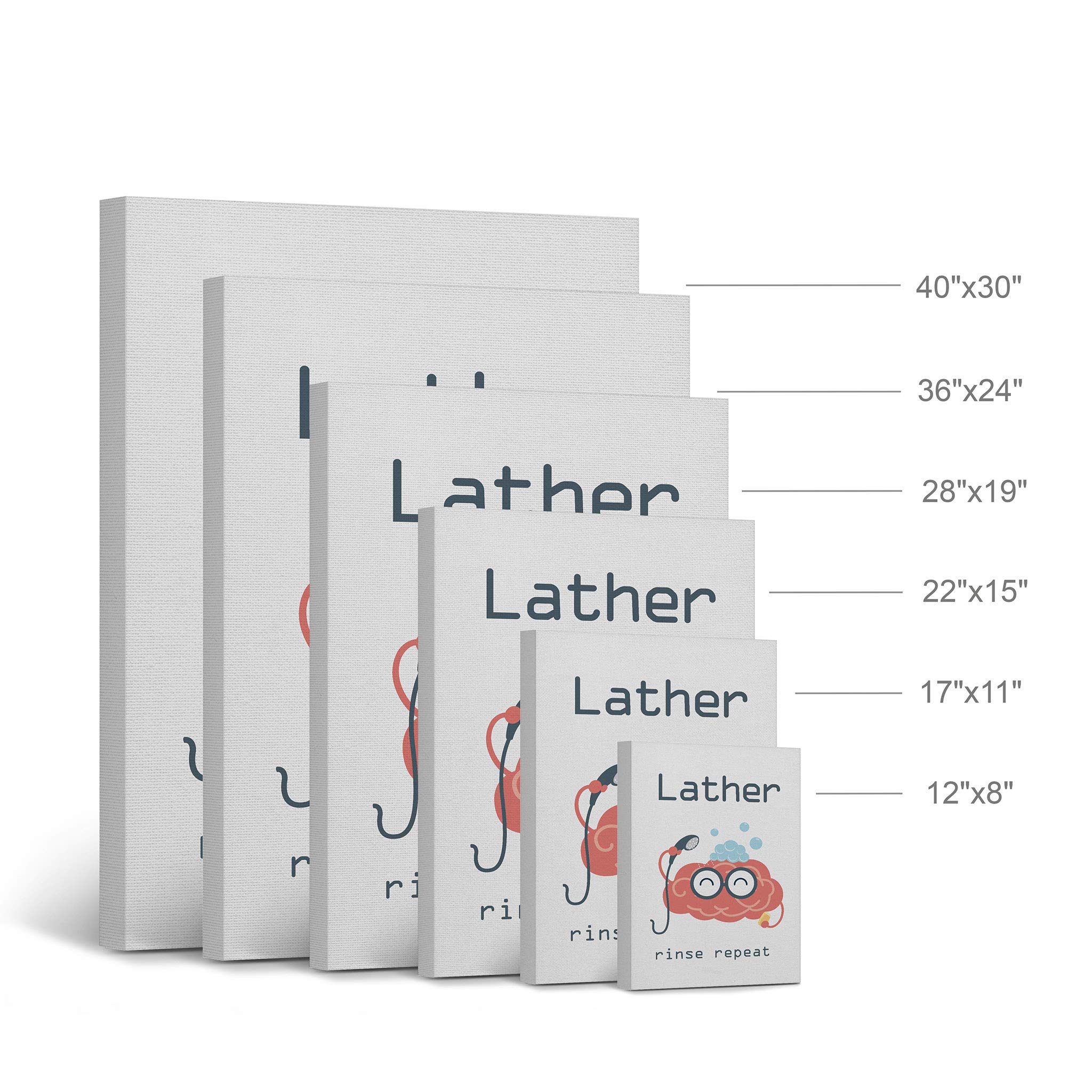 Smile Art Design 'Lather Rinse Repeat' Quote Canvas Print - Funny Bathroom Wall Decor for Kids & Nursery - Ready to Hang Home Decoration (36x24, Made in USA) - Perfect for Bathrooms, Kids' Rooms, and Playful Home Décor