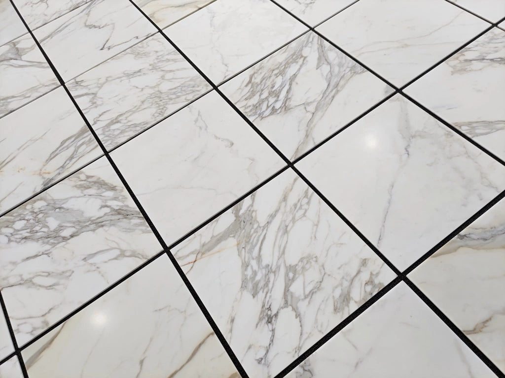 Premium Calacatta Gold Marble Tile 24x24 Inches - Polished Porcelain Floor & Wall Tile for Kitchen, Bathroom, and Luxury Home Decor