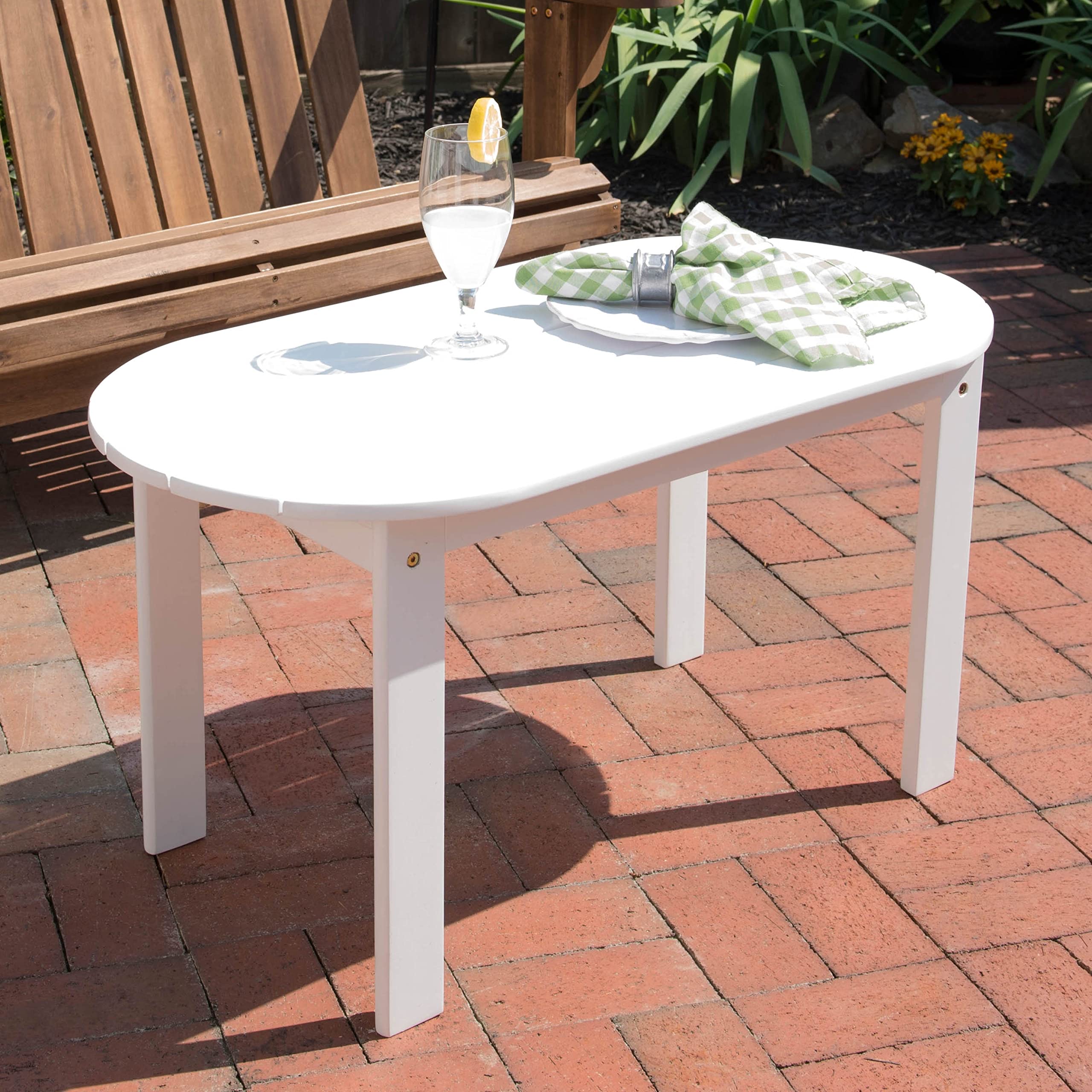 Linon Gavil White Adirondack Coffee Table - Outdoor Patio Furniture for Garden, Deck, and Poolside Relaxation