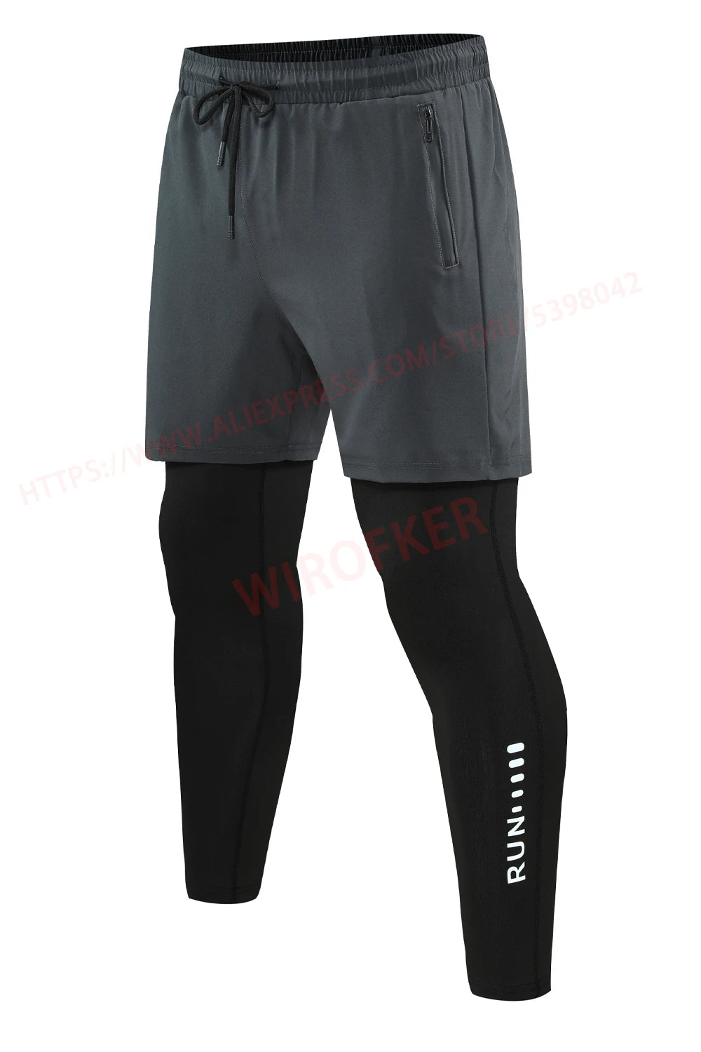 Men's 2-in-1 Running Pants with Pockets - Double Layer Training Leggings for Basketball, Fitness & Workout - Breathable Printed Sweatpants for Jogging, Gym & Outdoor Sports
