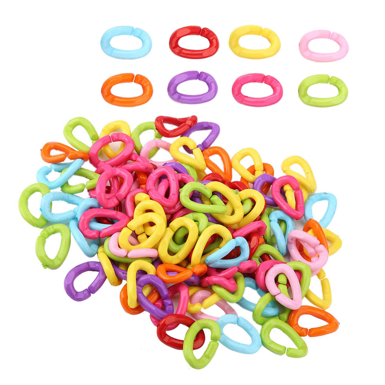 100Pcs Plastic Bird C Clips Hooks Chain Links - Colorful DIY Parrot Toys for Small Pets - Perfect for Cage Accessories, Bird Enrichment & Craft Projects