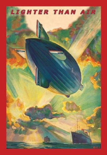 Buyenlarge Lighter Than Air - Vintage Airship Flying Over Ocean with Cruise Ships Below - 12x18 Giclee Art Print on Canvas - Perfect for Home Decor, Office Wall Art & Nautical Theme Gifts