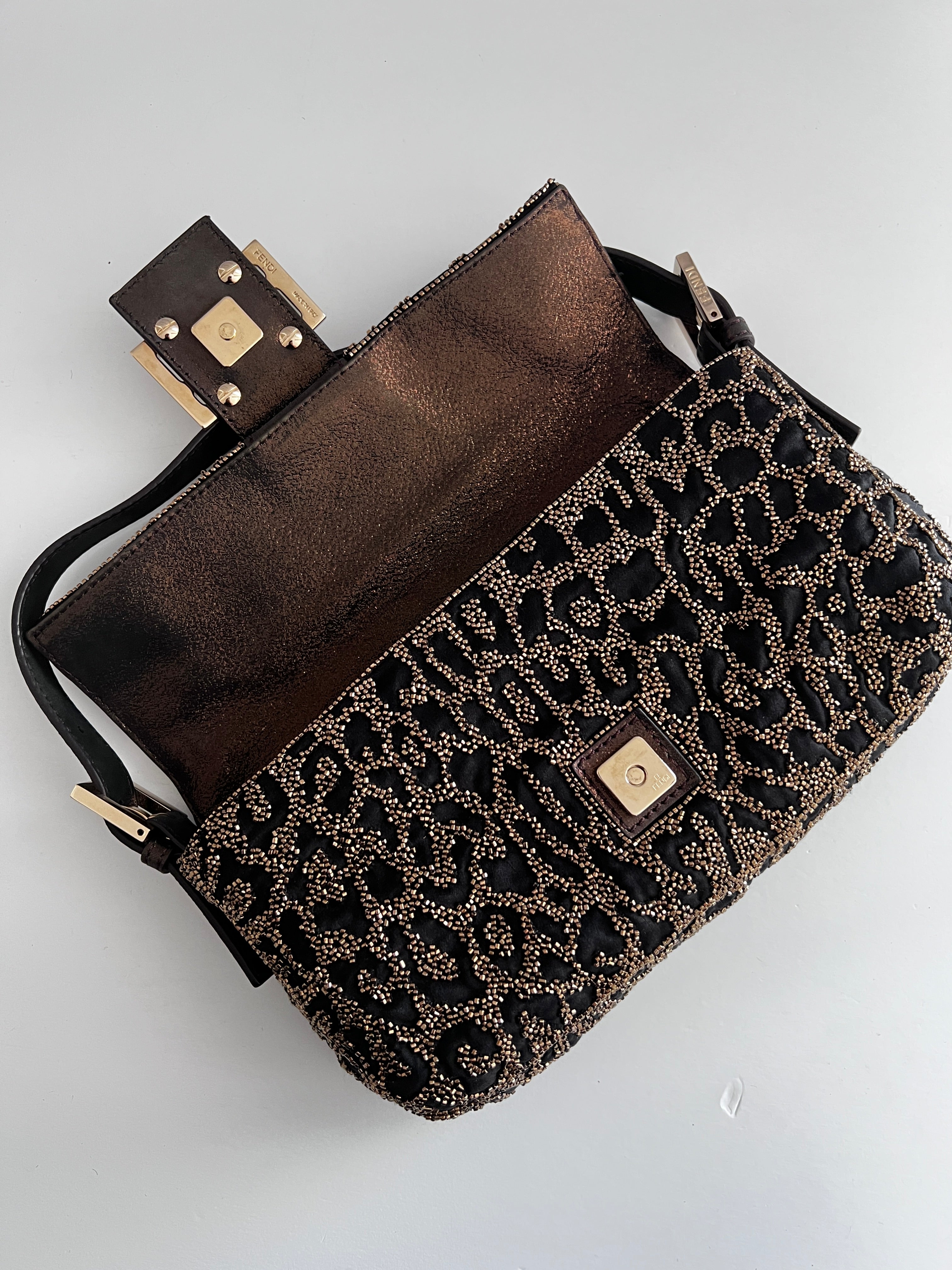 Fendi Cheetah Print Embroidered Beaded Baguette Bag - Luxury Designer Crossbody Purse for Women, Perfect for Parties, Date Nights & Special Occasions