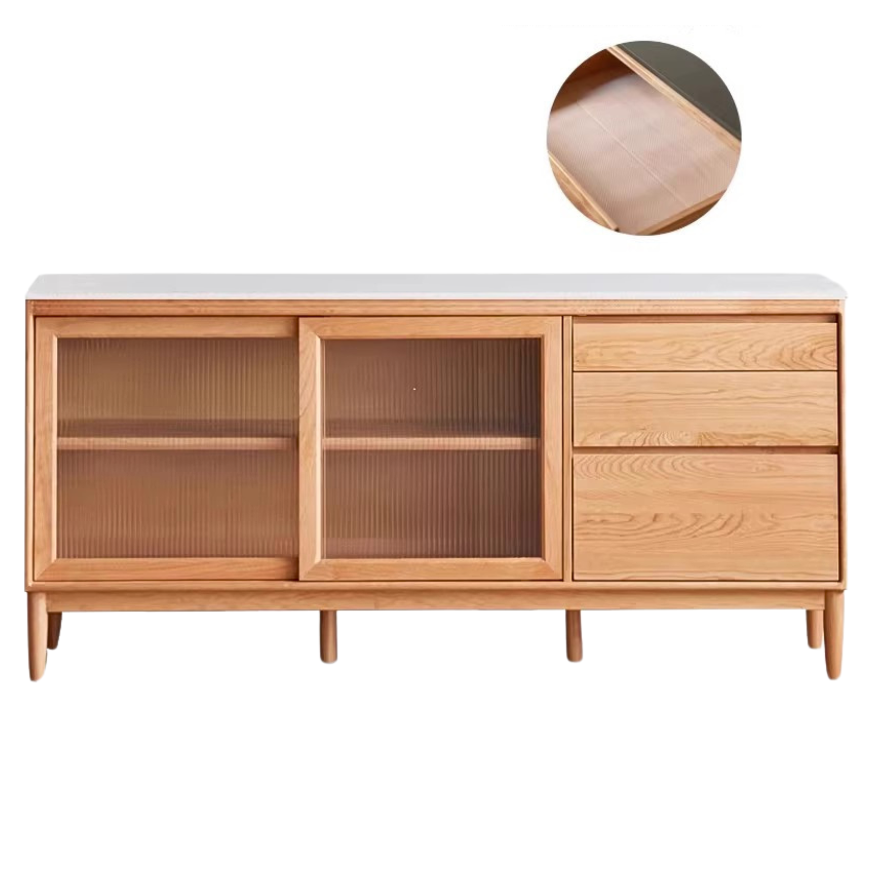 Oak Solid Wood Large Capacity Storage Sideboard - Rustic Buffet Cabinet for Dining Room, Living Room & Entryway Storage