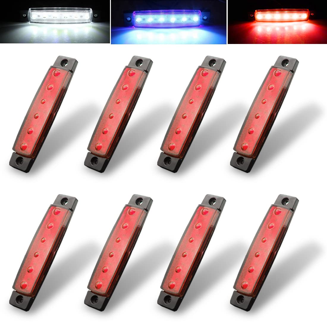 8Pcs LED Rock Lights Kit - Waterproof Underglow Wheel Well Lights for Trucks, Jeeps, ATVs, UTVs, Snowmobiles | Multi-Color RGB Strip Lighting for Off-Road Vehicles, Golf Carts & Custom Cars (Red) - Perfect for Night Rides, Car Shows & Off-Road Adventures