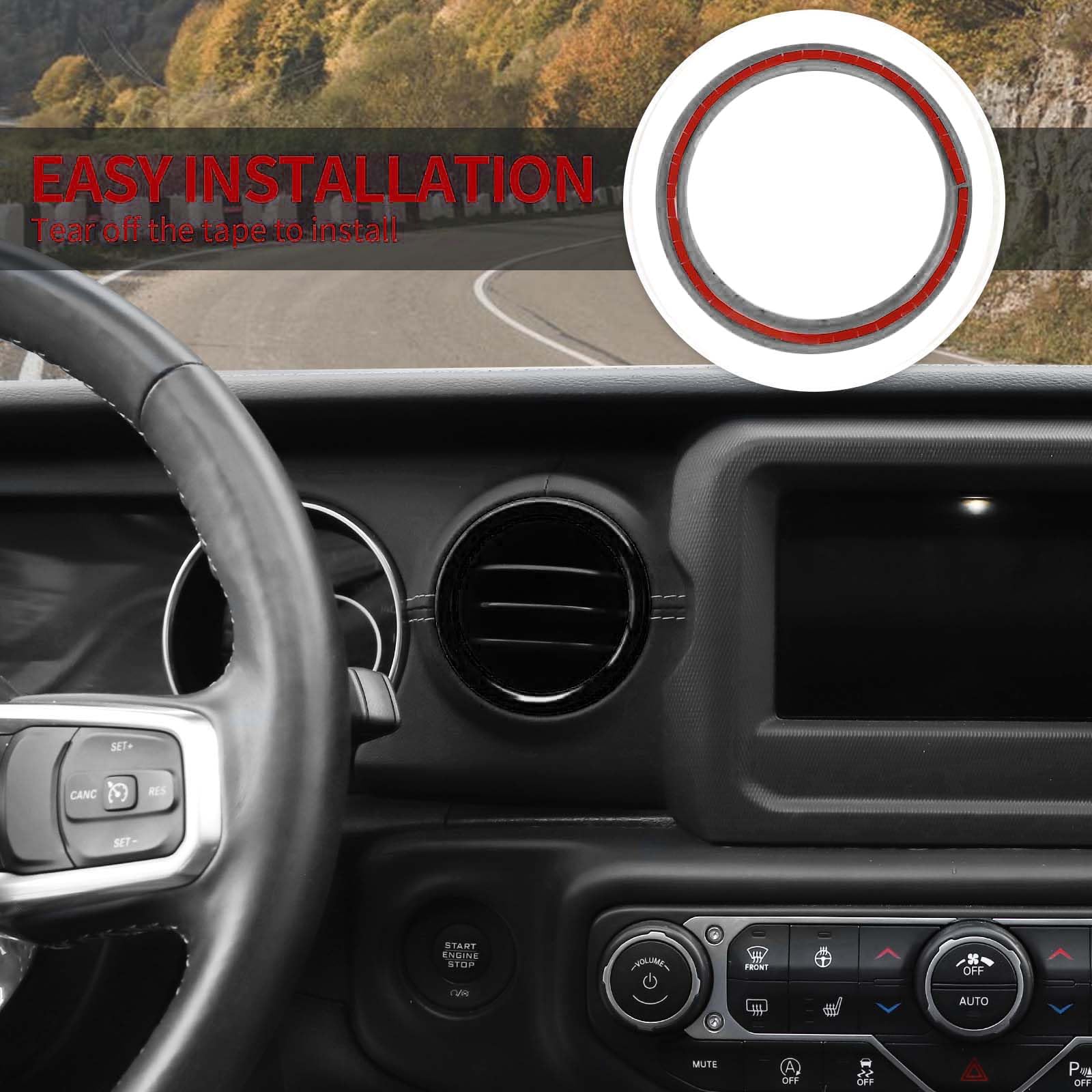 Jeep JL Dash Air Vent Outlet Bezel & Ventilation Grille Trim - ABS Black Interior Accessory for 2018-2023 Jeep Wrangler JL/JLU & Gladiator JT - Perfect for Off-Roading & Custom Interior Upgrades