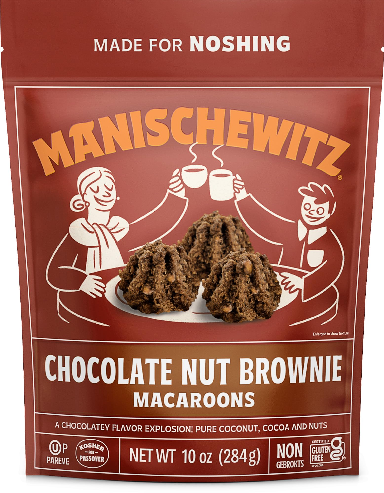 Manischewitz Chocolate Nut Brownie Macaroons, 10oz - Dairy Free & Gluten Free Coconut Cookies | Kosher for Passover | Resealable Bag | Perfect for Holiday Gifts, Snacking & Dessert Platters