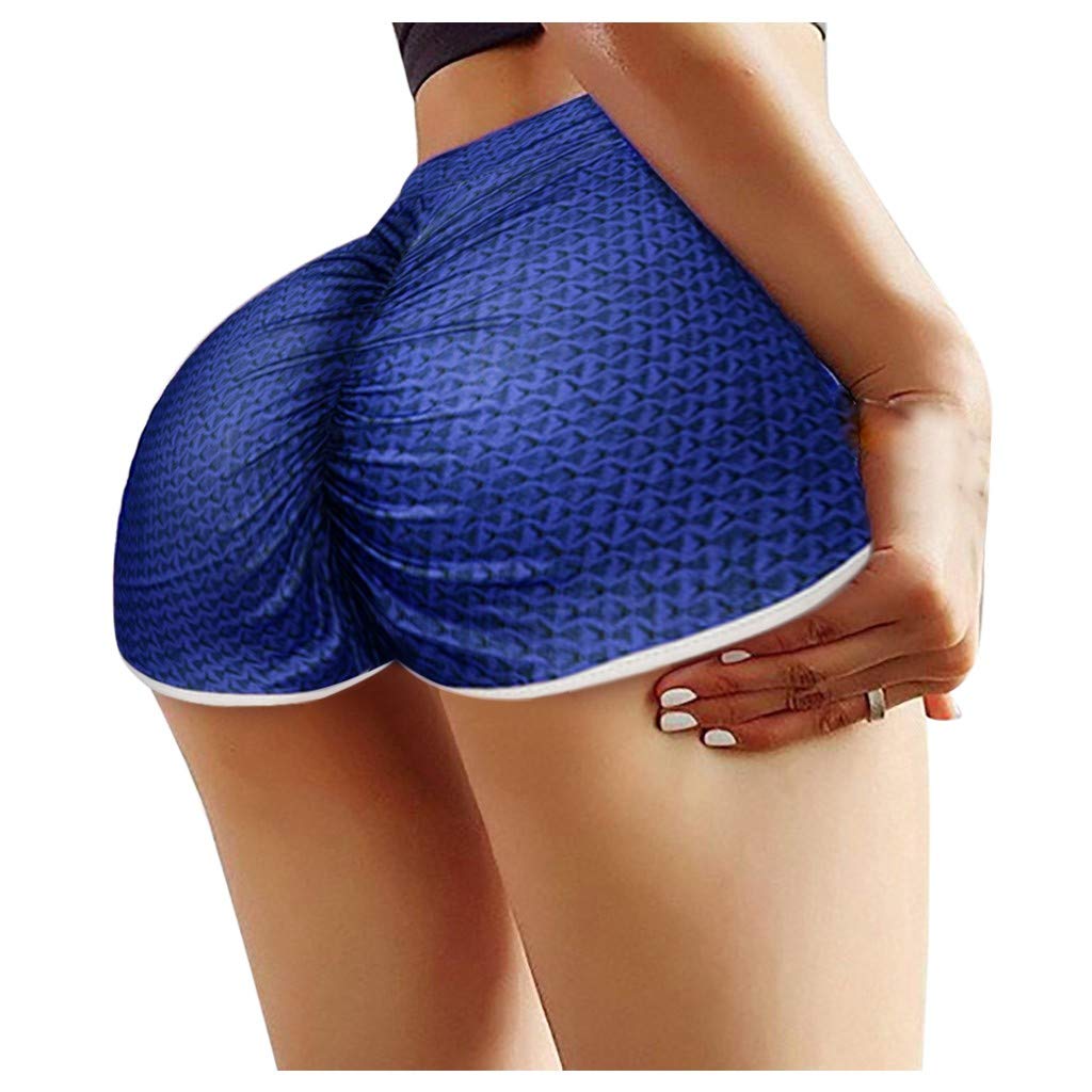 WOCACHI Women's High Waist Yoga Shorts - Velvet Sports Shorts for Gym & Summer