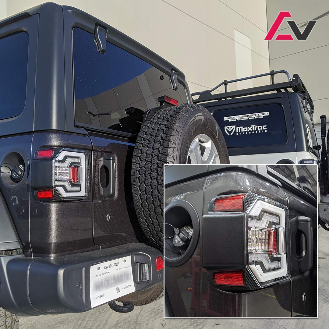 Winjet LED Sequential Tail Lights for 2018-2025 Jeep Wrangler JL & 2021-2025 Wrangler 4XE Plug-in - Clear Lens - Enhanced Visibility & Style for Off-Road Adventures & Night Driving