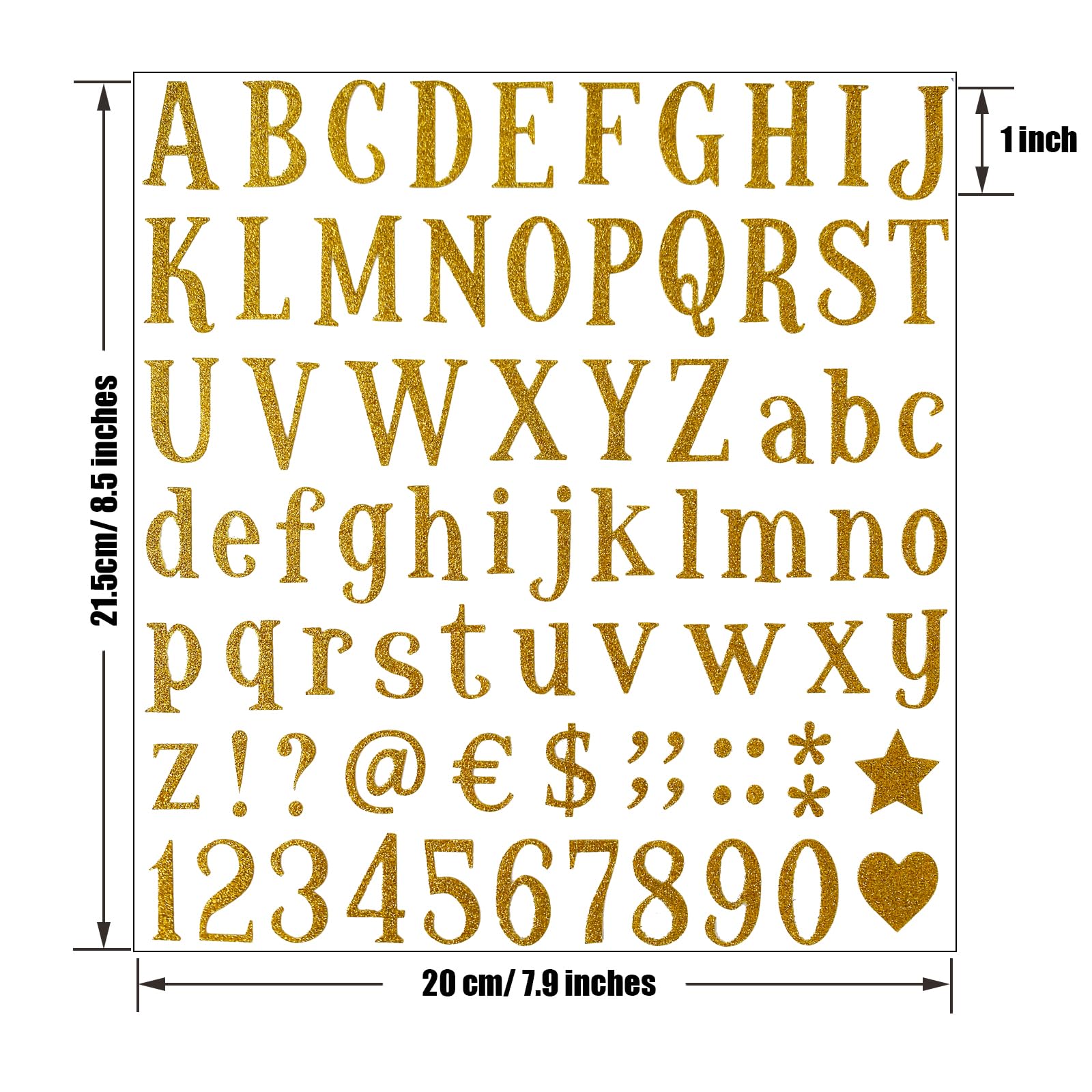 790-Piece Glitter Alphabet Letter Stickers Set - 10 Sheets Self-Adhesive Number & Letter Stickers for Graduation Cap Decoration, DIY Scrapbooking, Classroom Decor, Home Bulletin Boards & Craft Projects